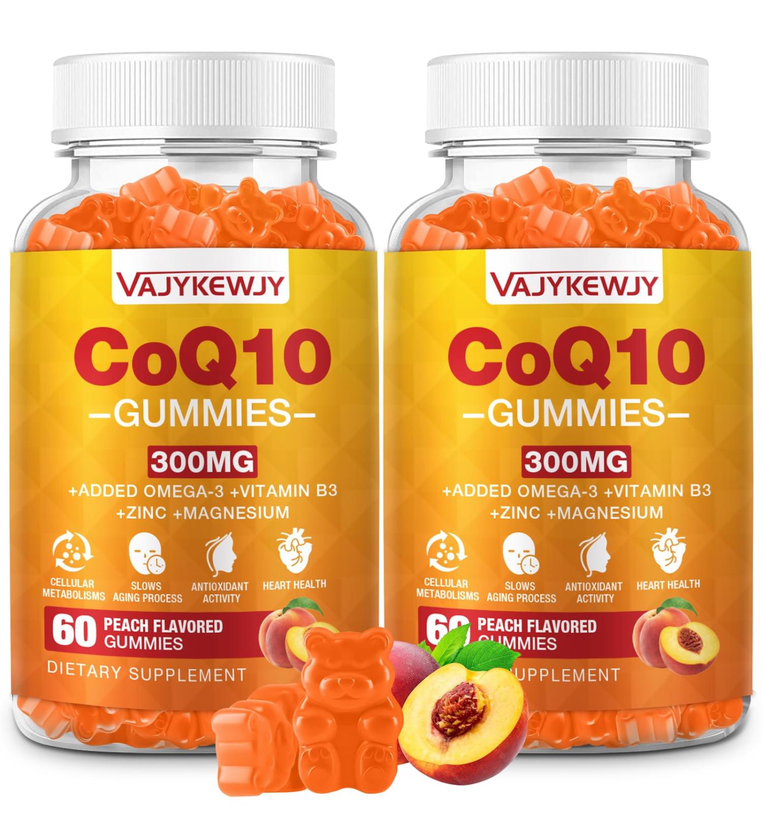 2 Pack CoQ10 Gummies 3000 mg - Plus Omega-3 Vitamin B3 & Zinc High Absorption Coenzyme Q10 Supplements for Cellular Energy & Antioxidant Support Vegan 120 Count 2pack - Buy Online on GoSupps.com