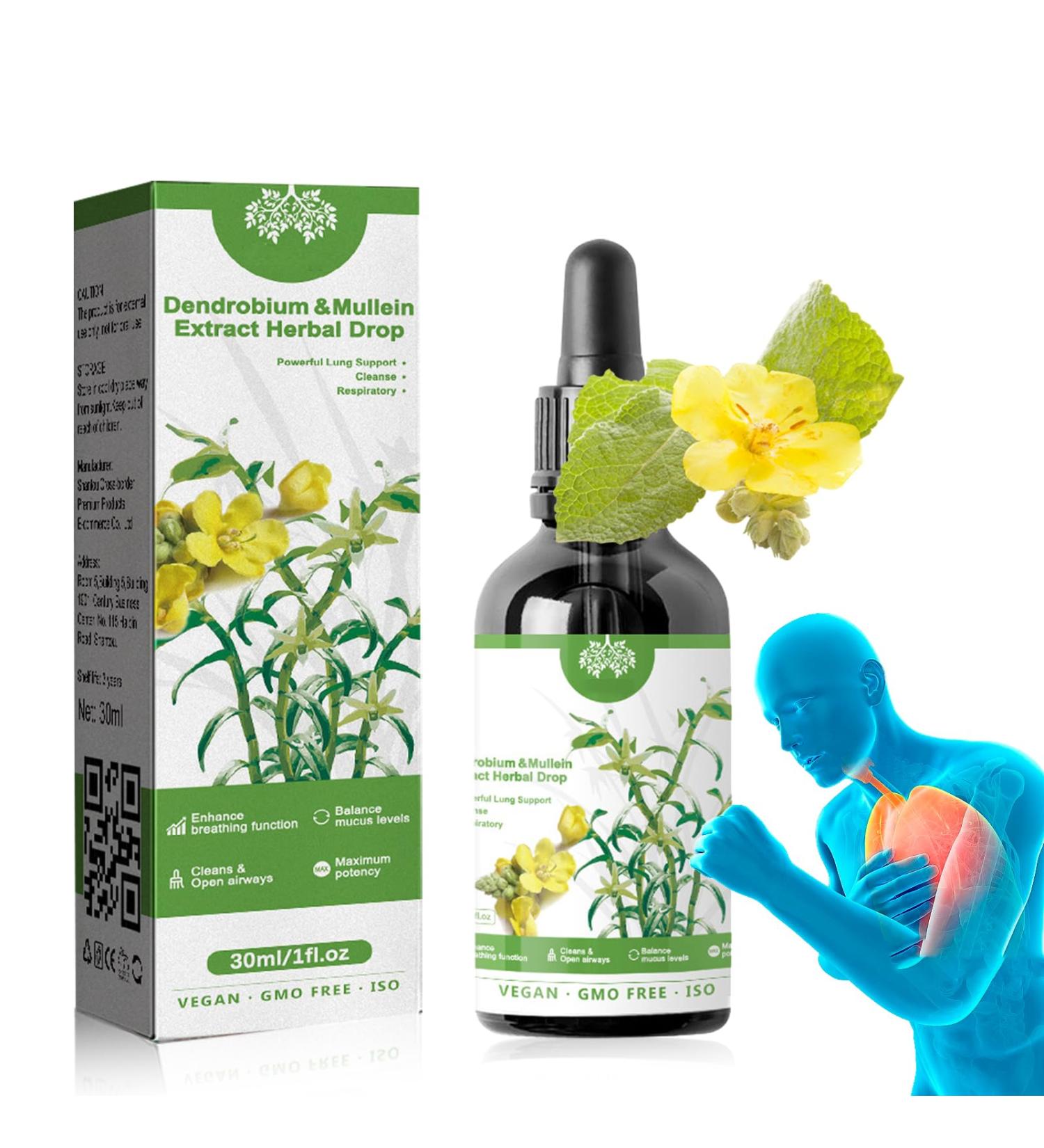 Clearbreath Dendrobium & Mullein Extract Drops - Herbal Lung Health Essence (1 Pcs) - Buy Online on GoSupps.com