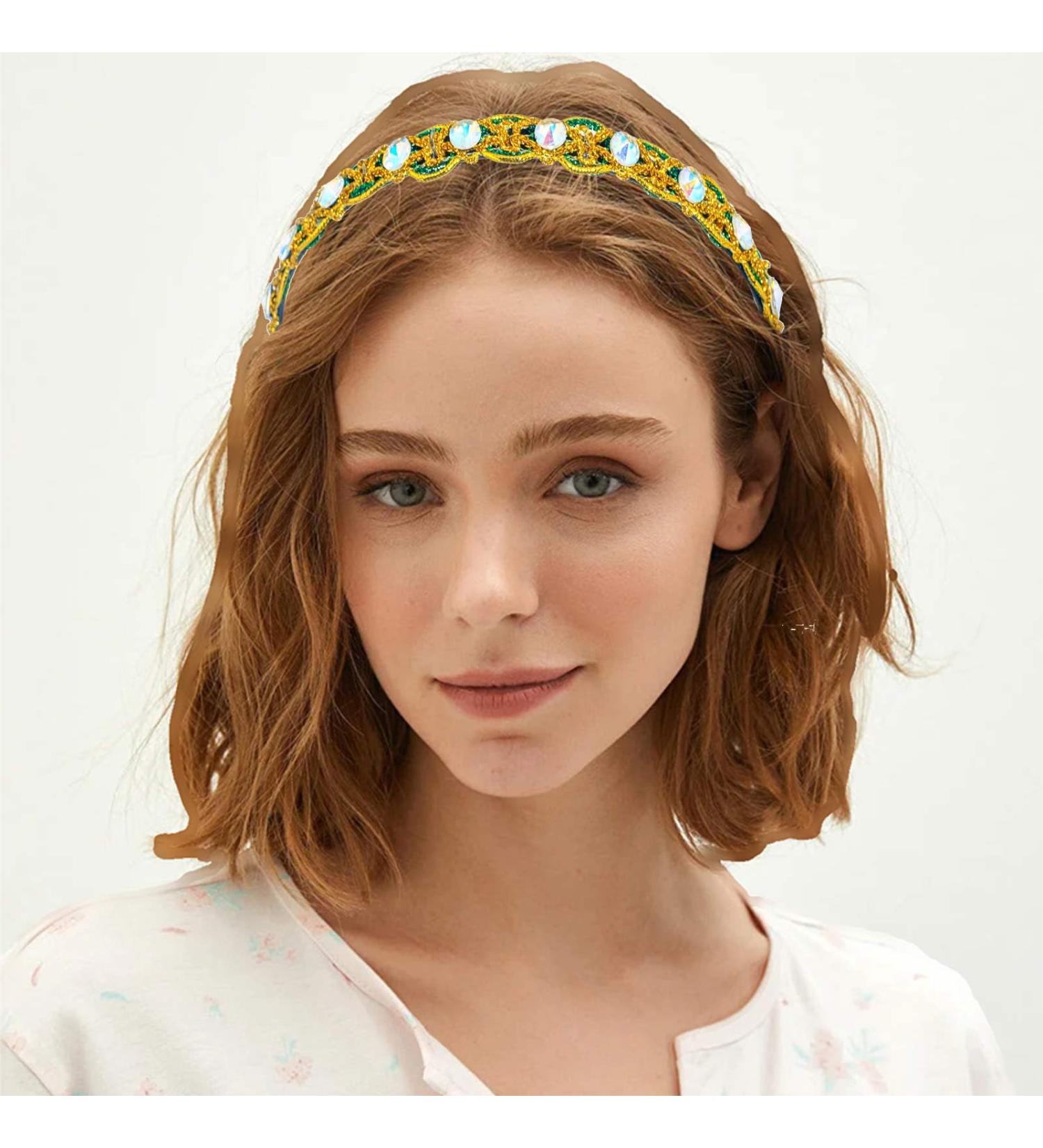 Women Rhinestone Glitter Hairband Sparkly Green Crystal Hairband Fashion Holiday Anniversary Birthday Gift for Girls Woman - Buy Online on GoSupps.com