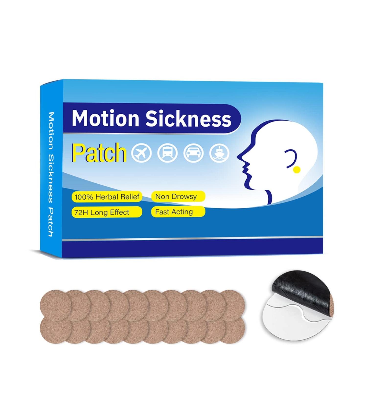 Motion Sickness Patches - 20PCS Sea Sickness Patch for Car, Boat, Cruise, Airplane - Non Drowsy Relief Behind Ear - Buy Online on GoSupps.com