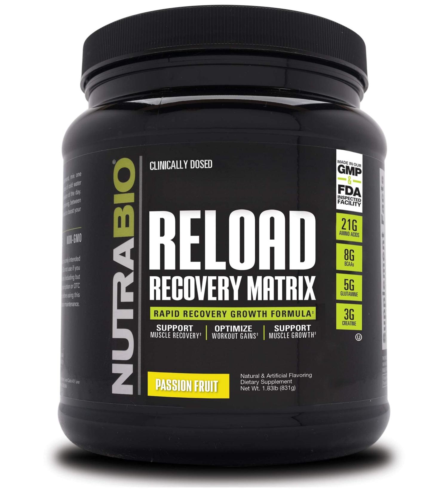 NutraBio Labs Reload Recovery Matrix - Passion Fruit, 1.83 lb | Advanced Post-Workout Formula - Buy Online on GoSupps.com