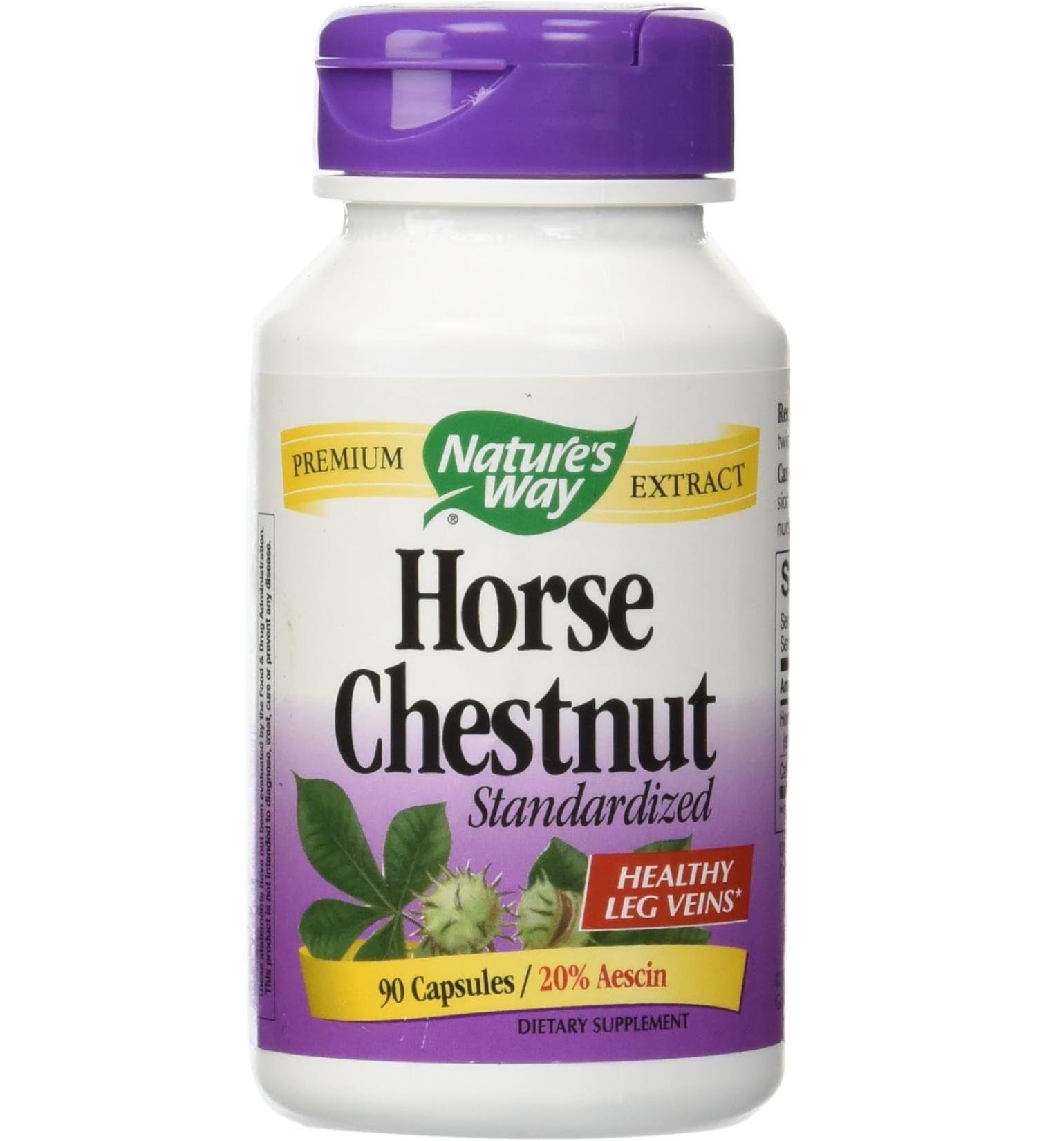 Nature's Way Horse Chestnut 250 mg - 90 Vegan Capsules for Enhanced Circulation - Buy Online on GoSupps.com