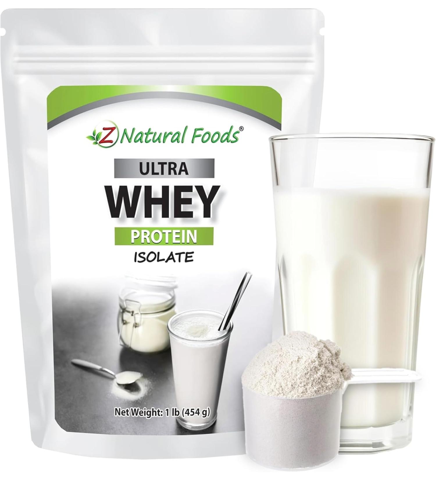 Whey Protein Isolate - Unflavored - Made in USA - Hormone-Free, Unsweetened, Non-GMO, Kosher, Gluten-Free - 1 lb - Ideal for Smoothies, Shakes, Drinks, Recipes - Buy Online on GoSupps.com