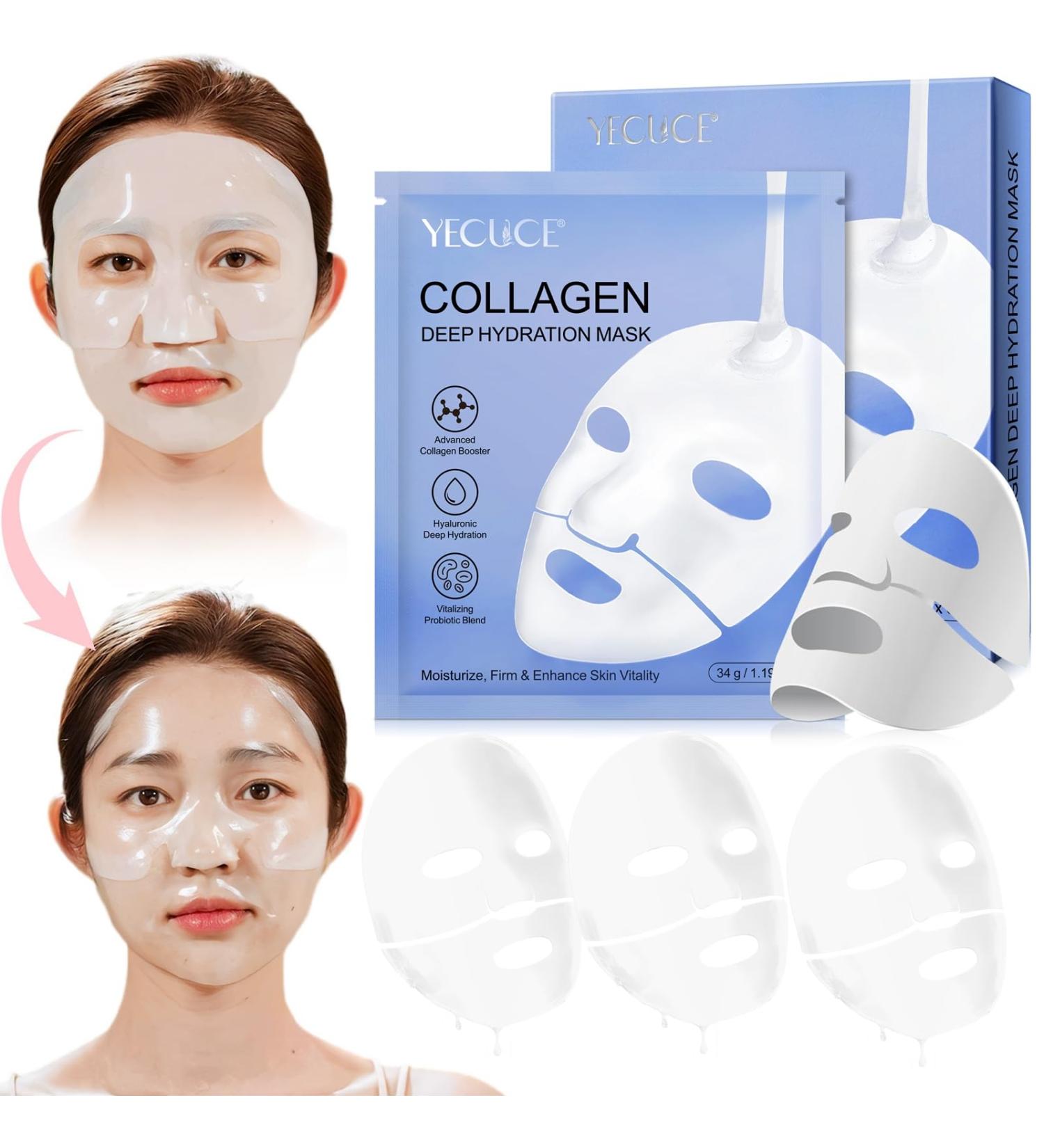 Masque Visage Bio-Collag ne Masque Hydratant Intense Soin Anti- ge Masque Collagene Visage Pour une Peau Repulp e et clatante - Buy Online on GoSupps.com