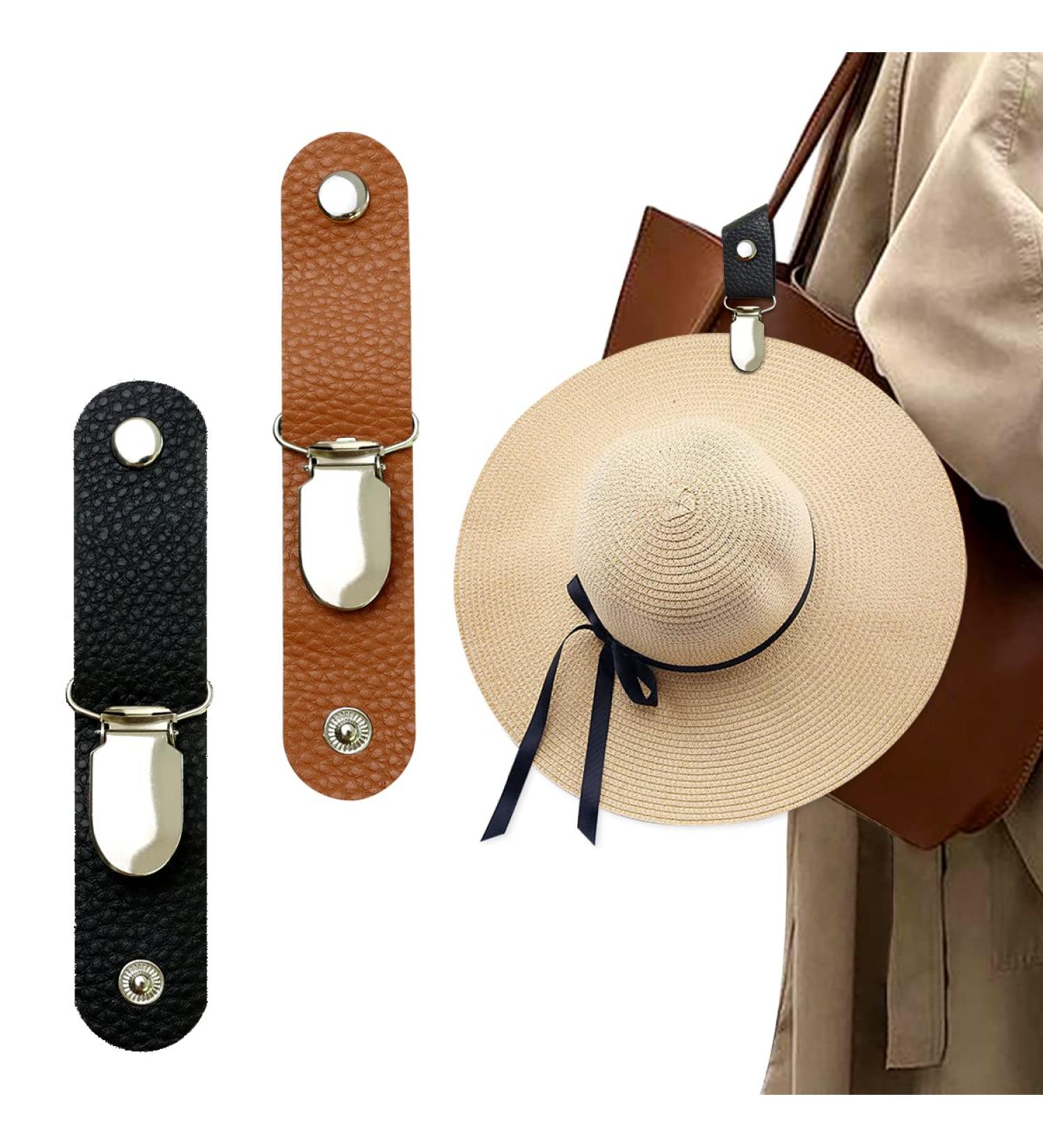 Hat Clip for Travel  Hat Clip for Travel on Bag  PU Leather Hat Clip  Multifunctional Duckbill Hat Clip Outdoor Hat Companion Black&brown - Buy Online on GoSupps.com