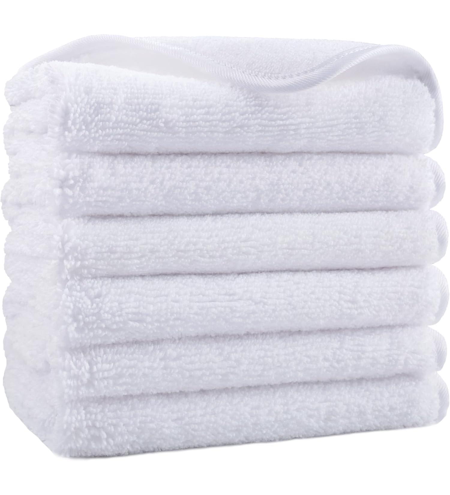 Polyte Premium Microfibre Wash Cloth 33 x 33 cm - White - Pack of 6 - Buy Online on GoSupps.com