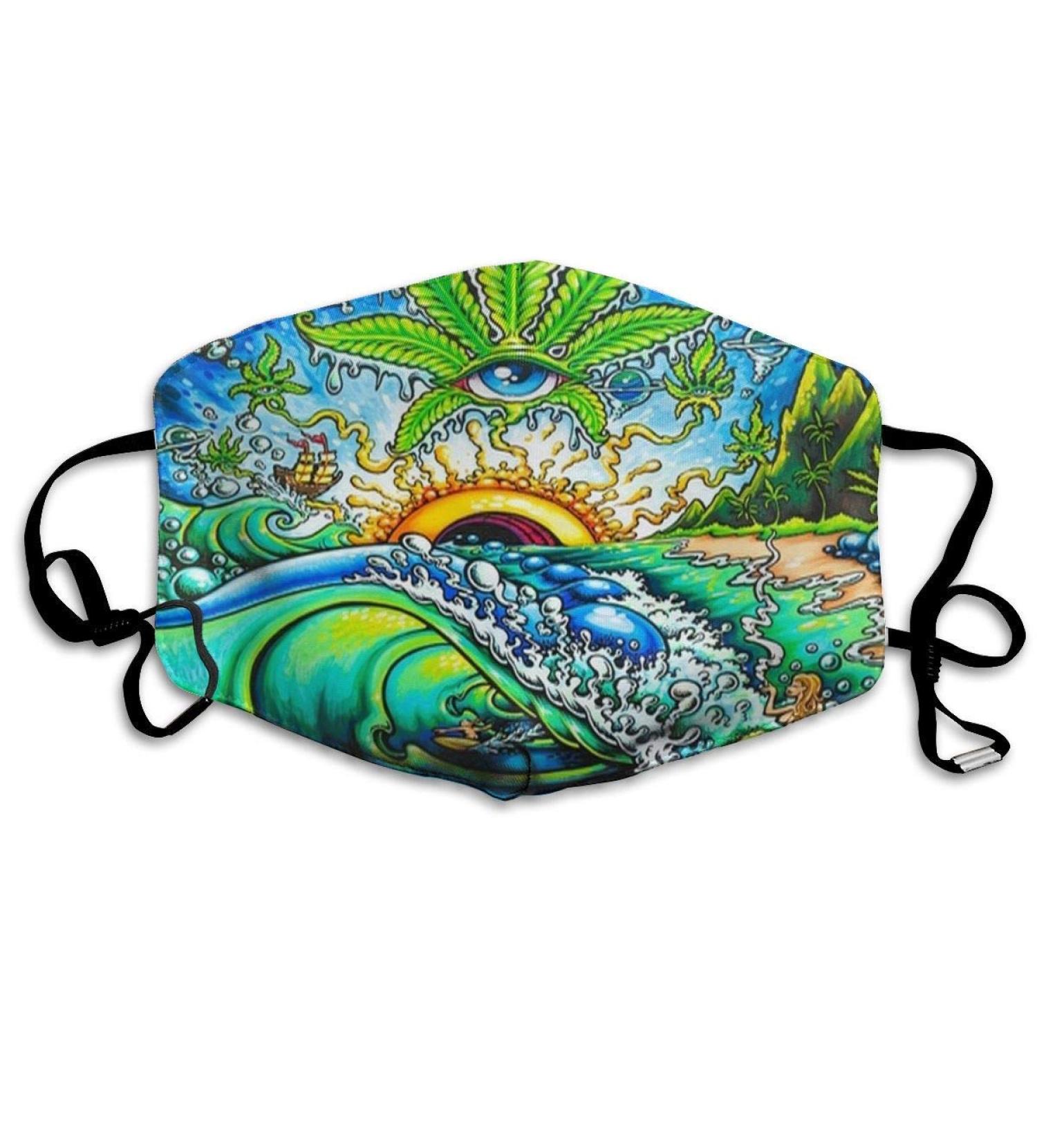 Comfortable Adjustable Trippy Psychedelic Marijuana Weed Eye Ocean World Facial Decorations For Women And Men - Buy Online on GoSupps.com