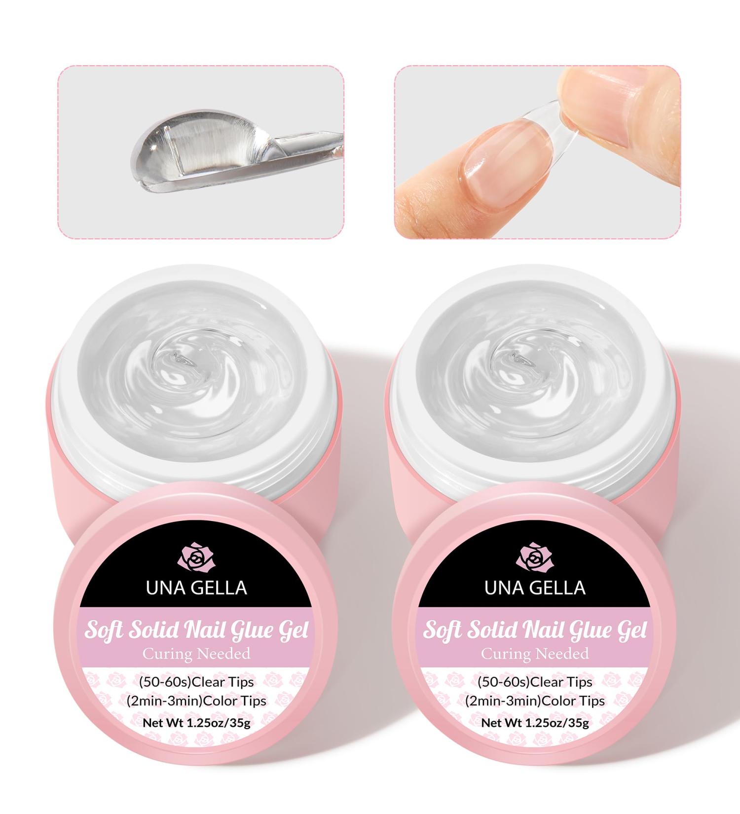 UNA GELLA Solid Gel Nail Glue - 2 Pieces 35ML | Super Adhesive for Press On & Acrylic Nails | DIY Nail Art - Lamp Curing Needed - Buy Online on GoSupps.com