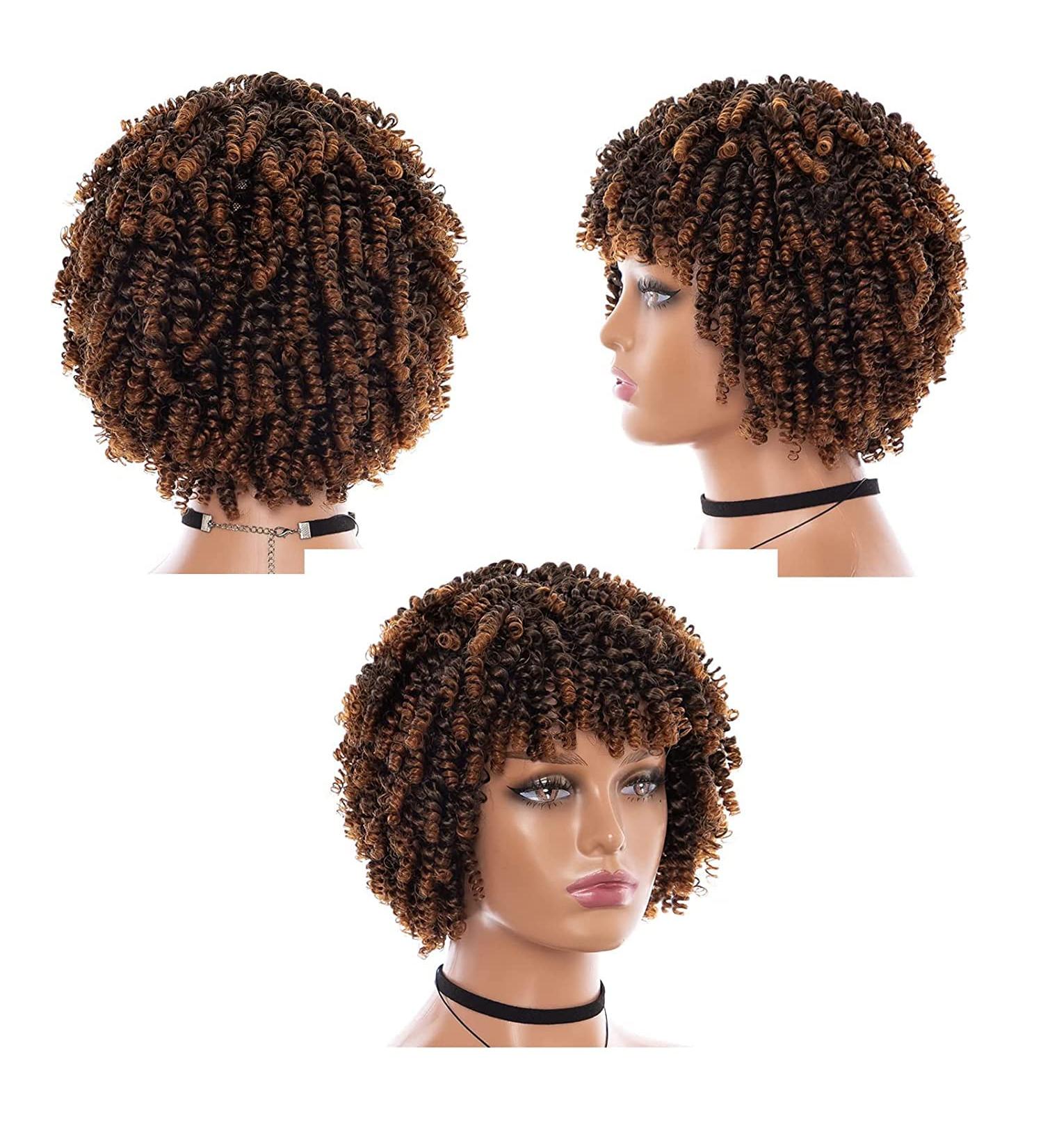 8 Inch Short Curly Wig for Black Women - Kinky Synthetic Afro Wig | #T-30 - Buy Online on GoSupps.com