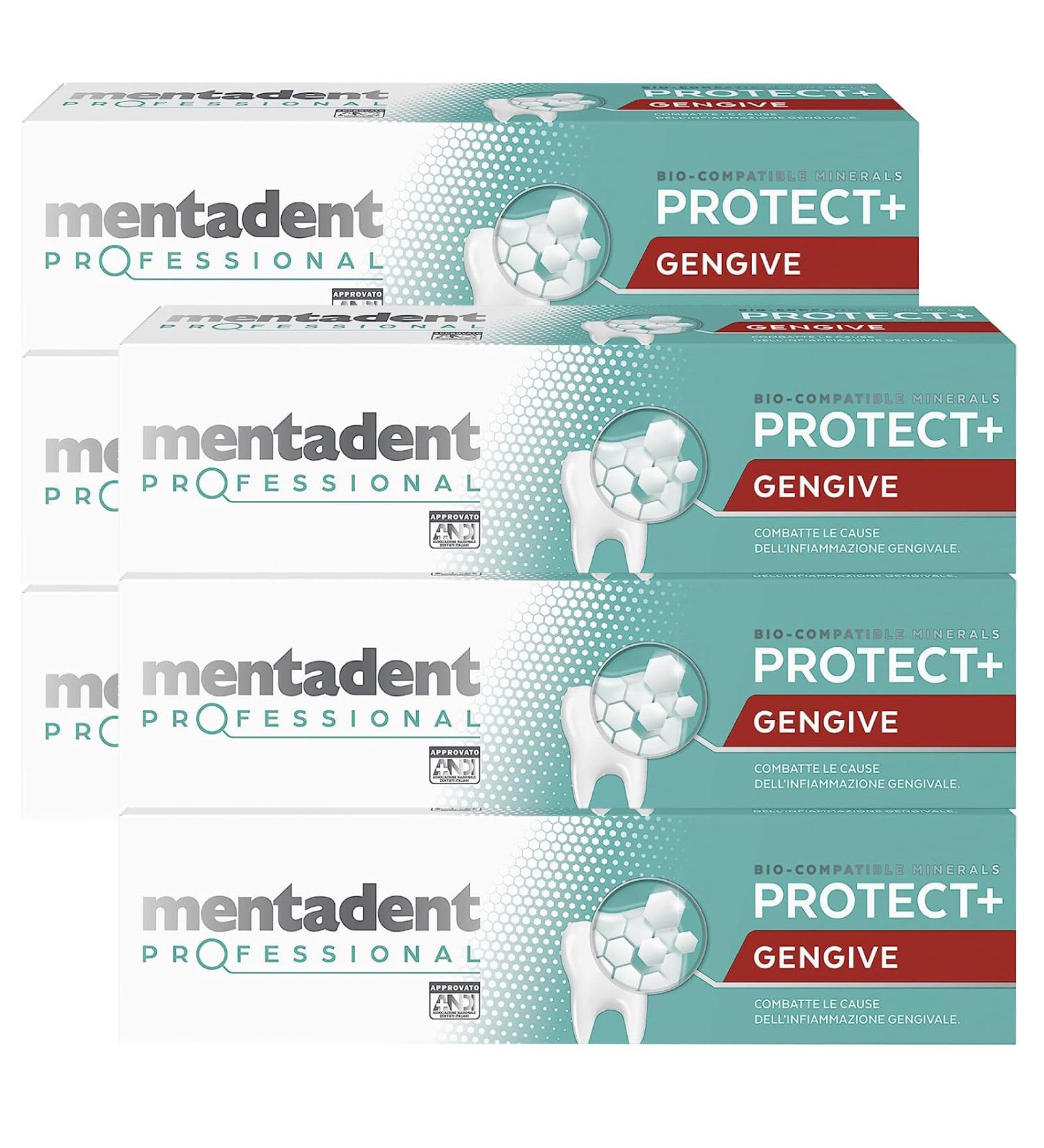 Mentadent Mentadent Professional Protect+ Gum Remineralizing Toothpaste with biocompatible minerals and zinc to combat gum inflammation 6 x 75ml bottles