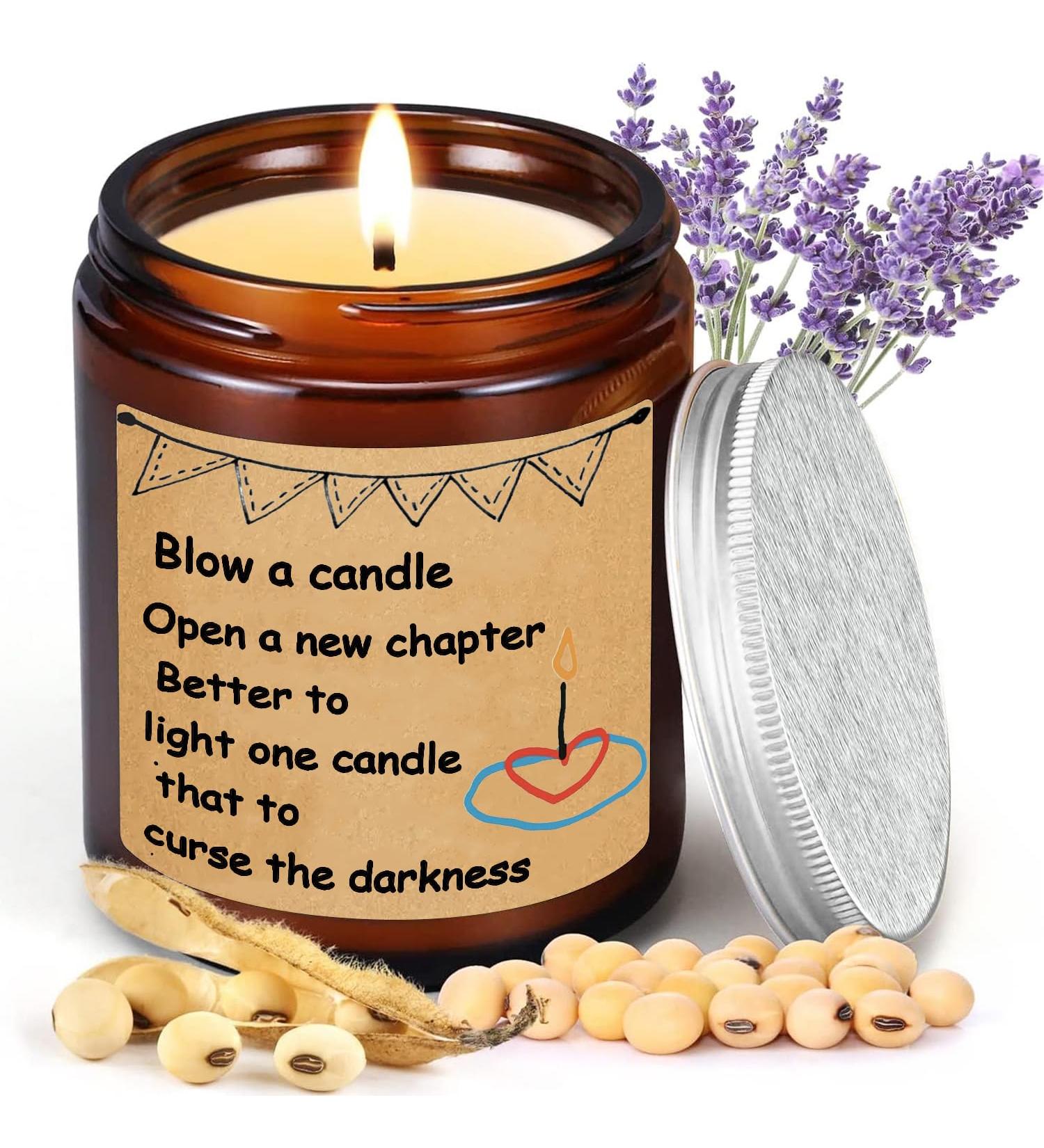 Scented Lavender Soy Wax Candle Gift - Handmade 200g - 50 Hours Long Lasting Aromatherapy - Perfect Birthday Gift for Women - Buy Online on GoSupps.com