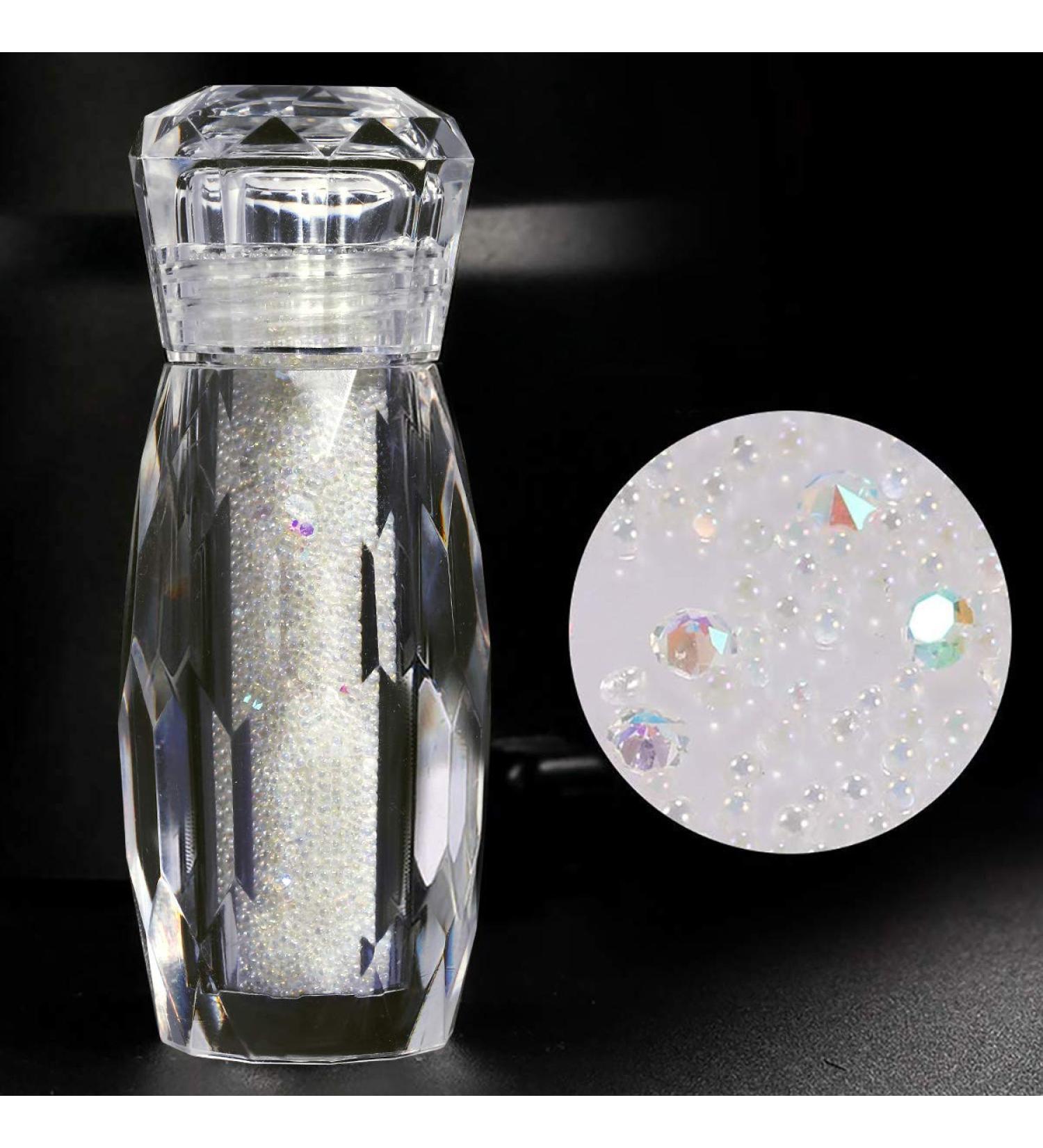 RESTPOTY 1 Bottle Micro Pixie Beads Gravel Nail Crystals For Nails Colorful Multicolor Micro Strass Glass Caviar Beads Nail Art 3D Decorations (Crystal) - Buy Online on GoSupps.com