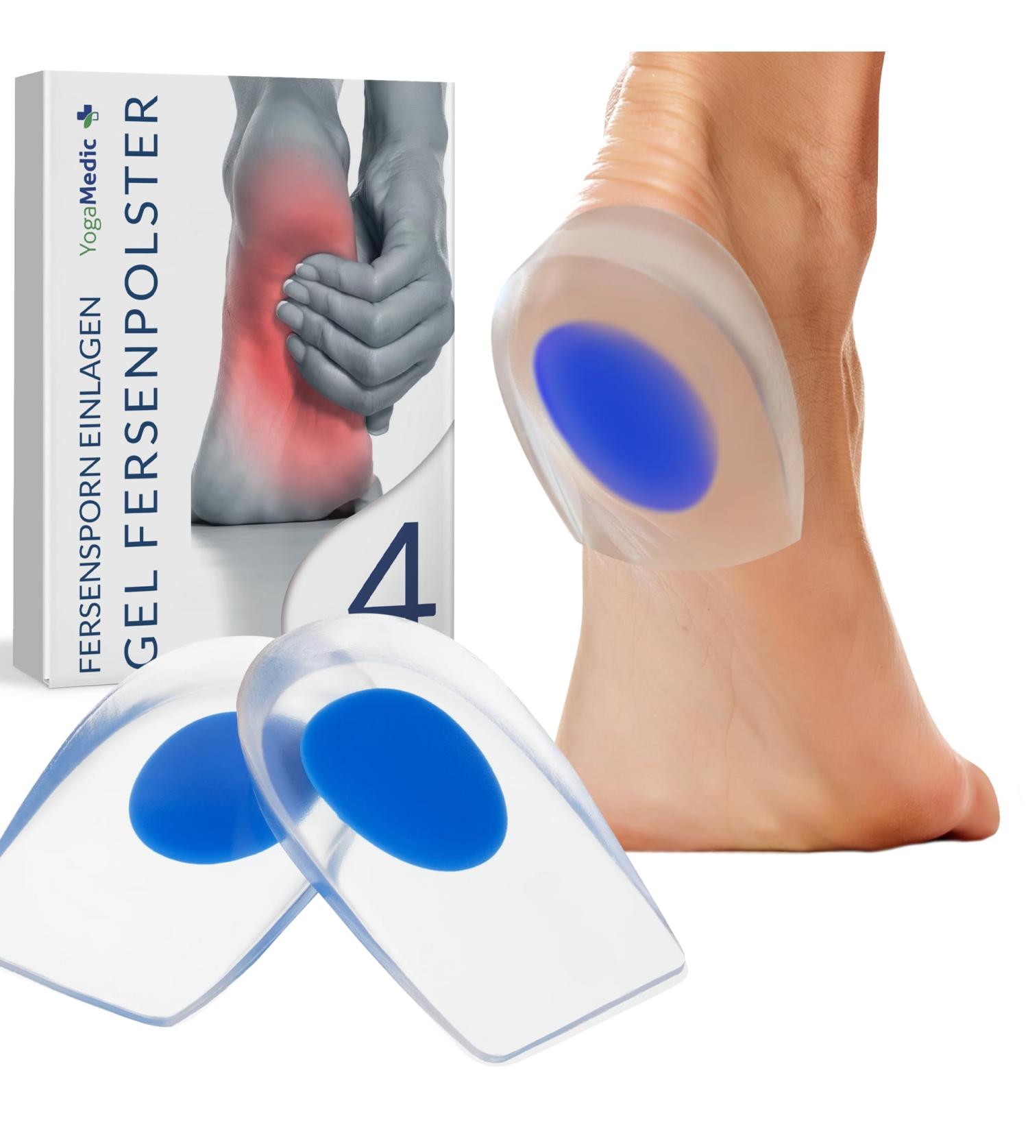 Yogamedic Heel Cushion for Plantar Fasciitis & Heel Pain Relief - Orthopedic Gel Inserts (Size 35-39) - Comfort Shoe Pillows - Buy Online on GoSupps.com