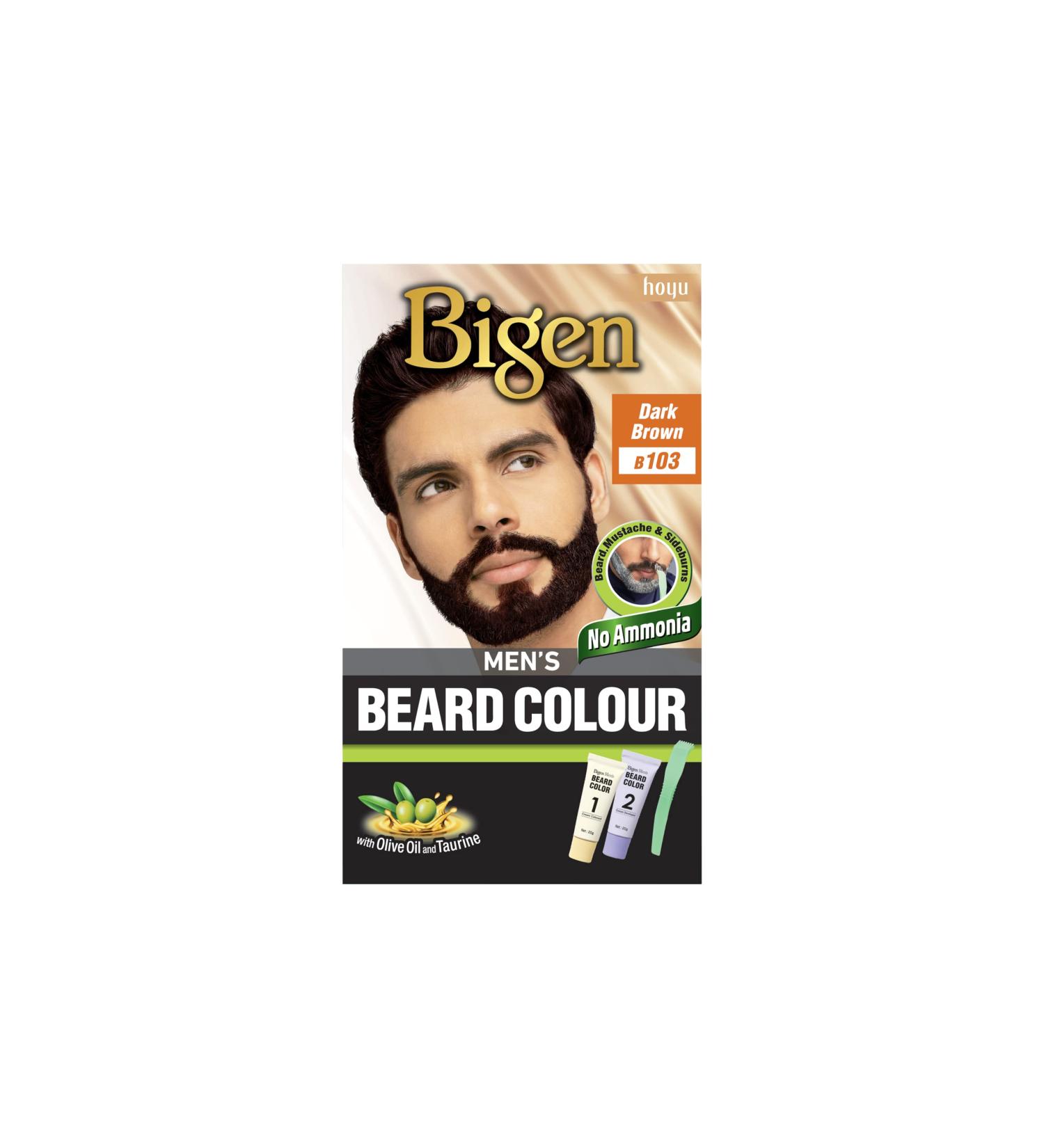 Bigen Men's Beard Colour - No Ammonia Formula with Aloe Extract & Olive Oil - 103 Dark Brown Brown 1 Count - Buy Online on GoSupps.com
