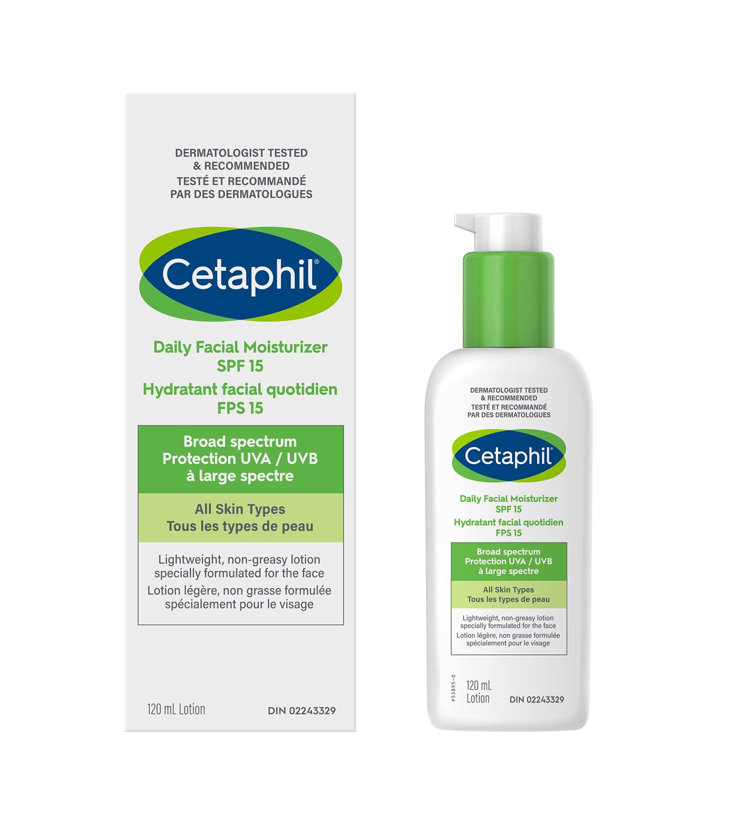 Cetaphil Daily Facial Moisturizer SPF 15 | Lightweight Face Moisturizer with Broad Spectrum Protection | Oil Fragrance and Paraben Free | Non-Comedogenic | Dermatologist Recommended | 120ml SPF 15 Daily Facial Moisturizer - Buy Online on GoSupps.com