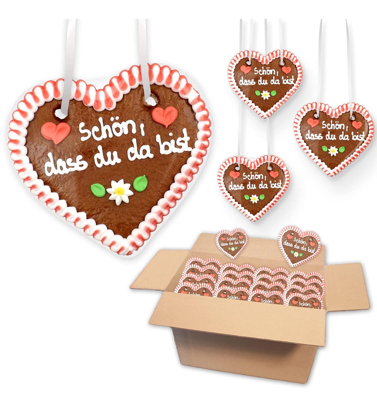 20 pieces of gingerbread hearts nice that you are here sayings 16 cm freshly baked premium quality Wiesn gingerbread hearts gingerbread world