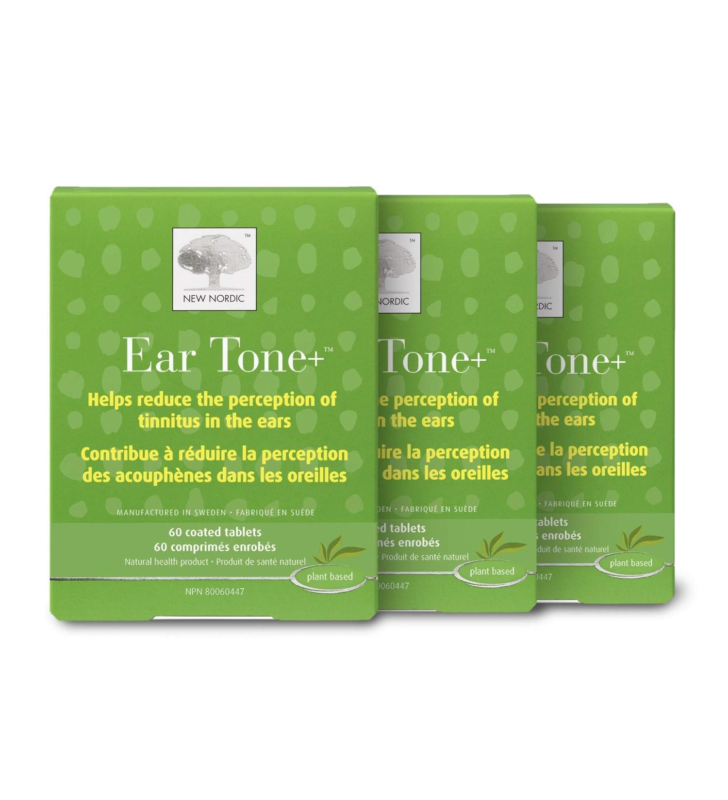New Nordic Ear Tone - Ear Supplement to Support Tinnitus Relief - Includes Ginkgo Biloba Pine Bark & Magnesium - Aids Blood Circulation - 60 Vegan Tablets (Pack of 3) - Buy Online on GoSupps.com