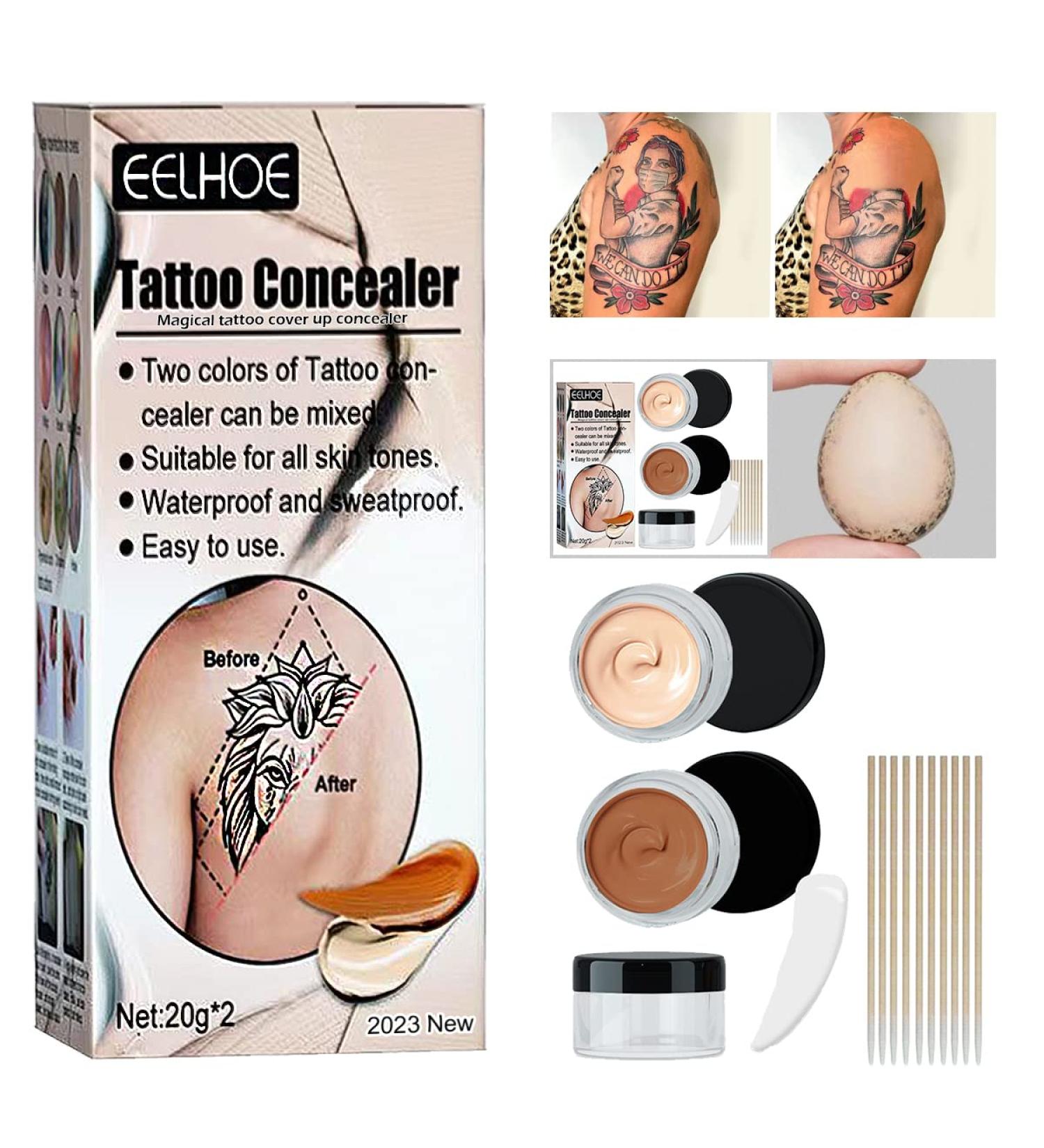Waterproof Tattoo Cover Up Makeup for Scars, Dark Spots, Vitiligo - Professional Body Concealer Set - Buy Online on GoSupps.com