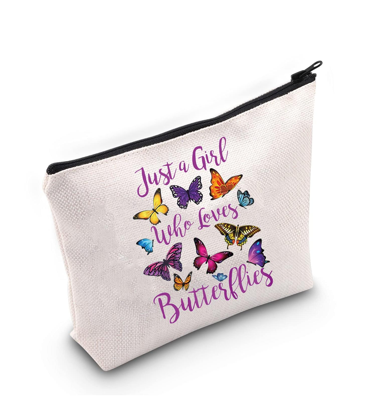 Levlo Funny Butterfly Cosmetic Bag | Perfect Gift for Animal Lovers & Butterfly Enthusiasts | Cute Makeup Bag for Girls - Buy Online on GoSupps.com