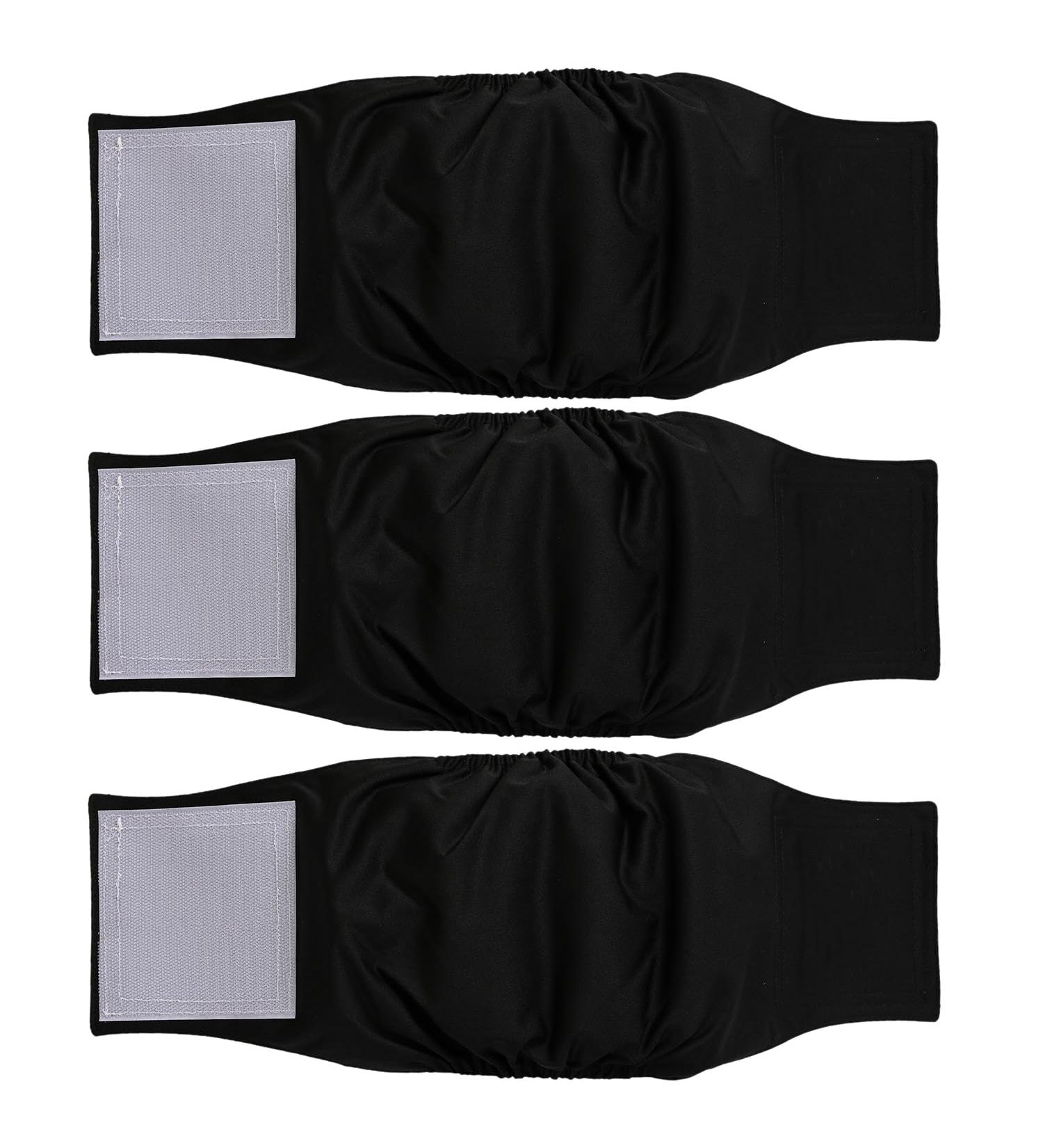 Premium Washable Abdominal Tapes for Men | 3 Pack Dog Diapers & Belly Tapes (Medium Black) - International Shipping Available - Buy Online on GoSupps.com
