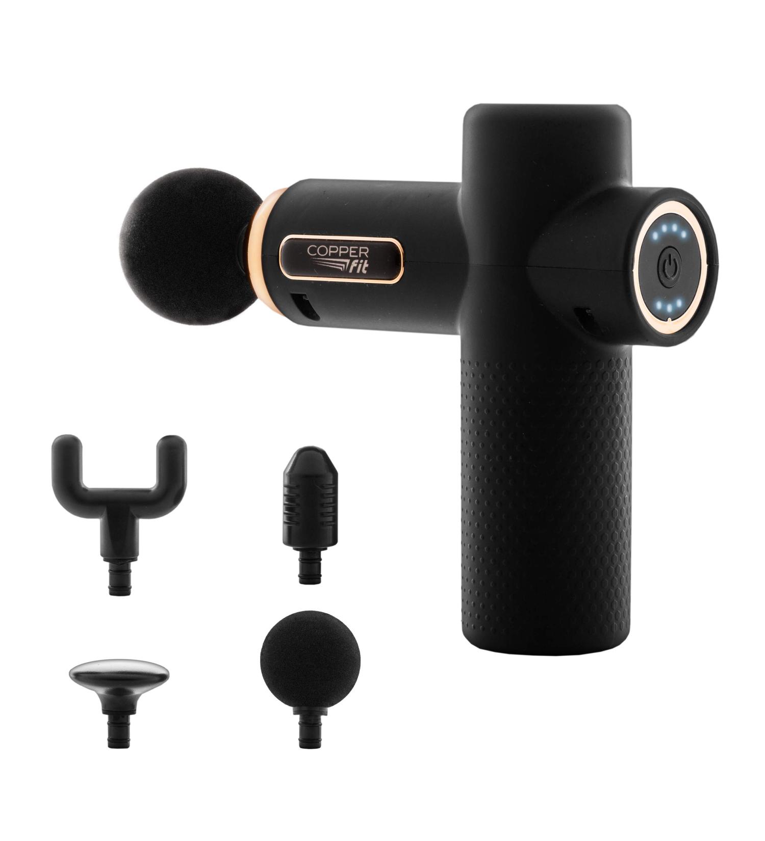 Copper Fit Unisex Adult Massage Gun | Rechargeable w/ 4 Attachments - Black Standard - Buy Online on GoSupps.com