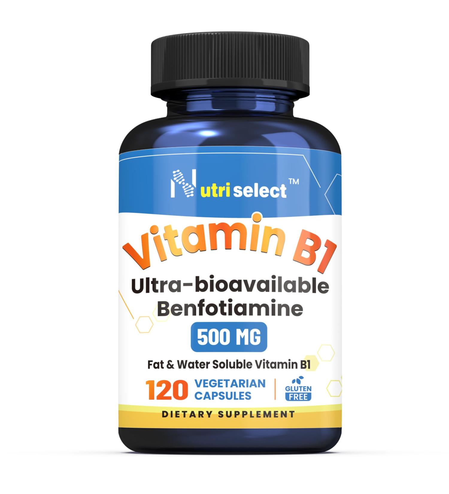 Nutriselect Vitamin B1 750MG 120 Capsules Non-GMO Vegan Gluten Free Benfotiamine (500mg)