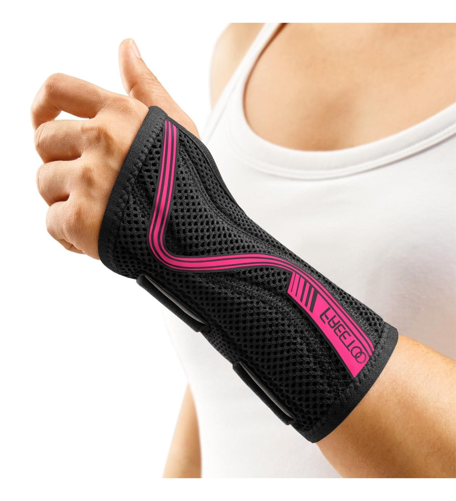 Adjustable S-shaped Wrist Support for Arthritis & Carpal Tunnel - Rose Red, Small, Left Hand | FREETOO Wrist Brace for Men & Women - Buy Online on GoSupps.com