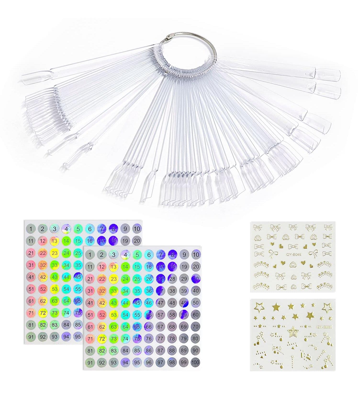 100 Clear Fake Nail Display Board | Nail Polish Swatches with Stickers - Buy Online on GoSupps.com