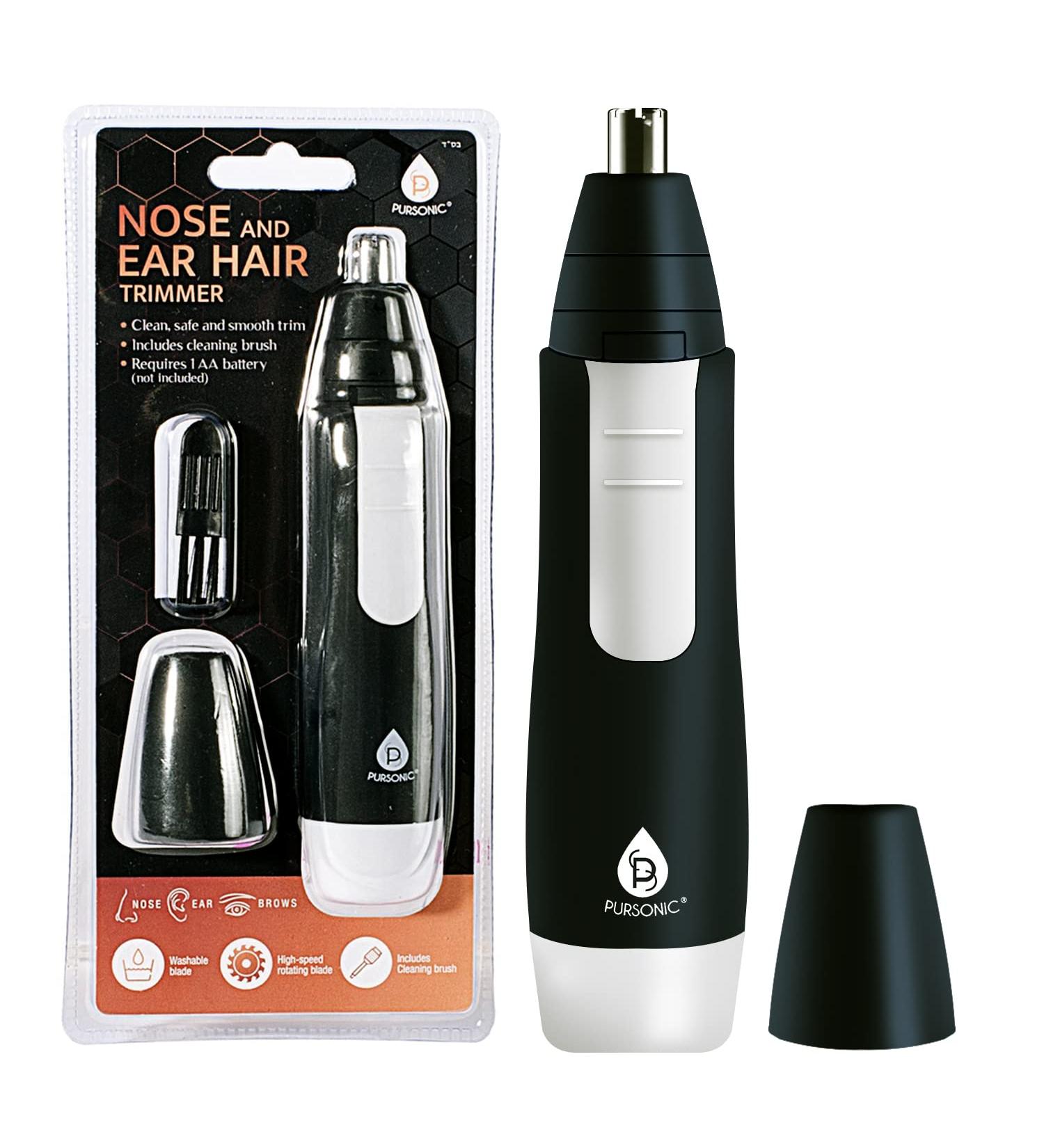 Pursonic Precision Nose & Ear Hair Trimmer | Painless Eyebrow & Facial Hair Trimmer for Men & Women | Battery Operated Grooming Tool - Buy Online on GoSupps.com