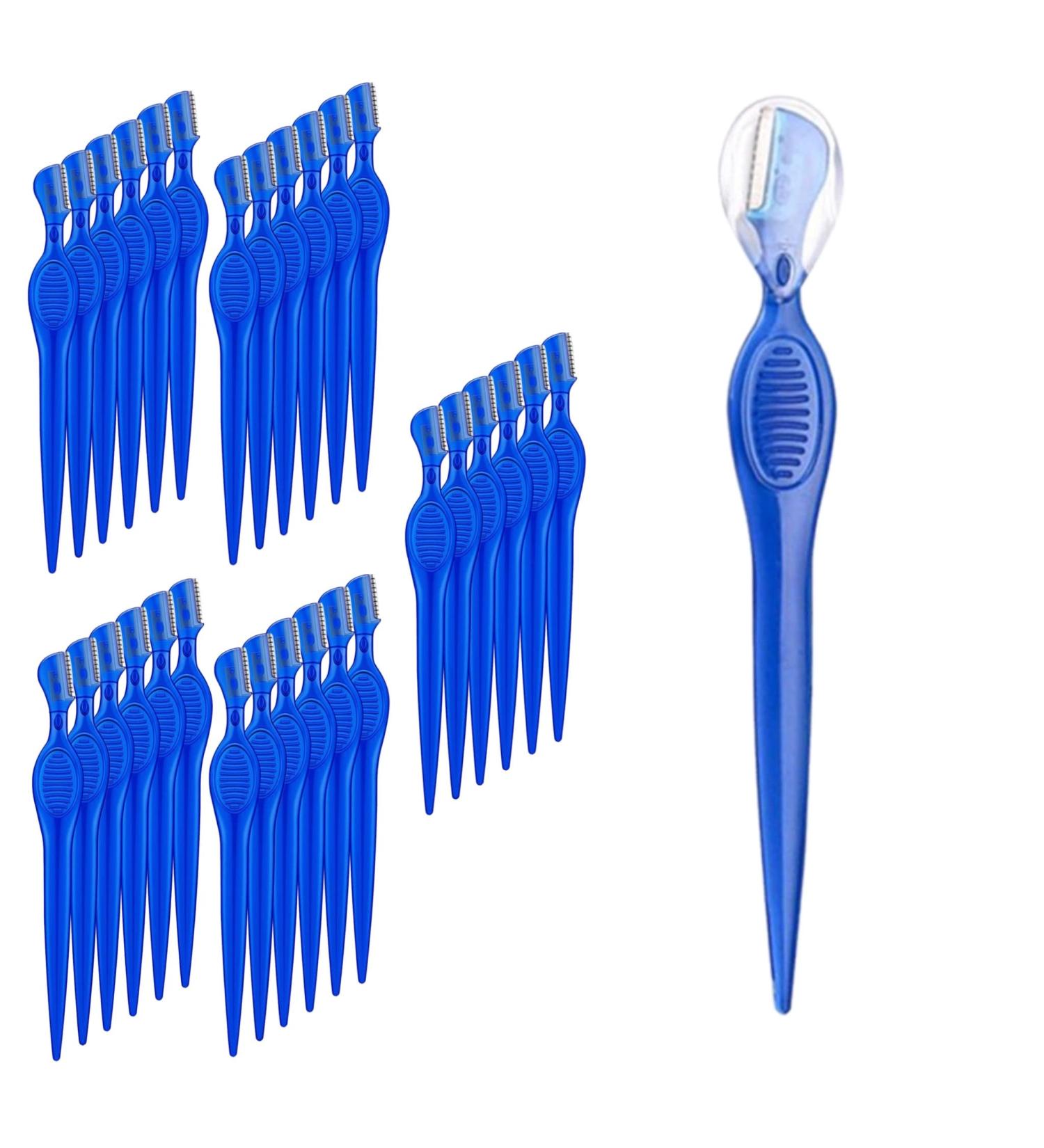 30 pc Eyebrow Razor Set - Precision Facial Exfoliating Shaver for Women & Men | Washable & Reusable Dermaplaning Tool for Peach Fuzz Brow Lip & Bikini Area - Blue - Buy Online on GoSupps.com
