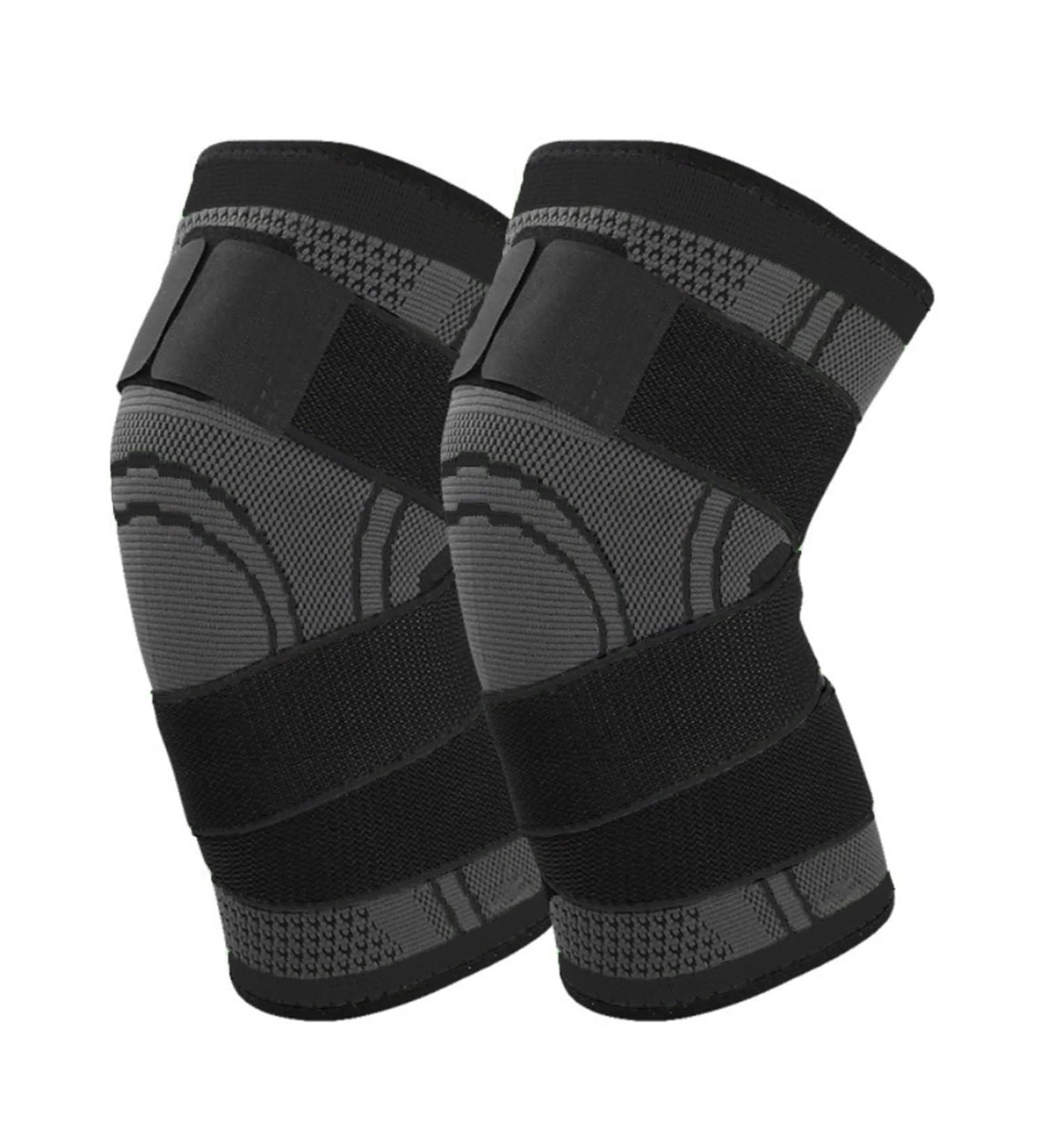 Adjustable Knee Support - 2 Piece Sports Knee Sleeve for Men & Women | Relieves Pain from Meniscal Tear Arthritis & Tendon Inflammation - Ideal for Running Climbing & Weightlifting (Black L) - Buy Online on GoSupps.com