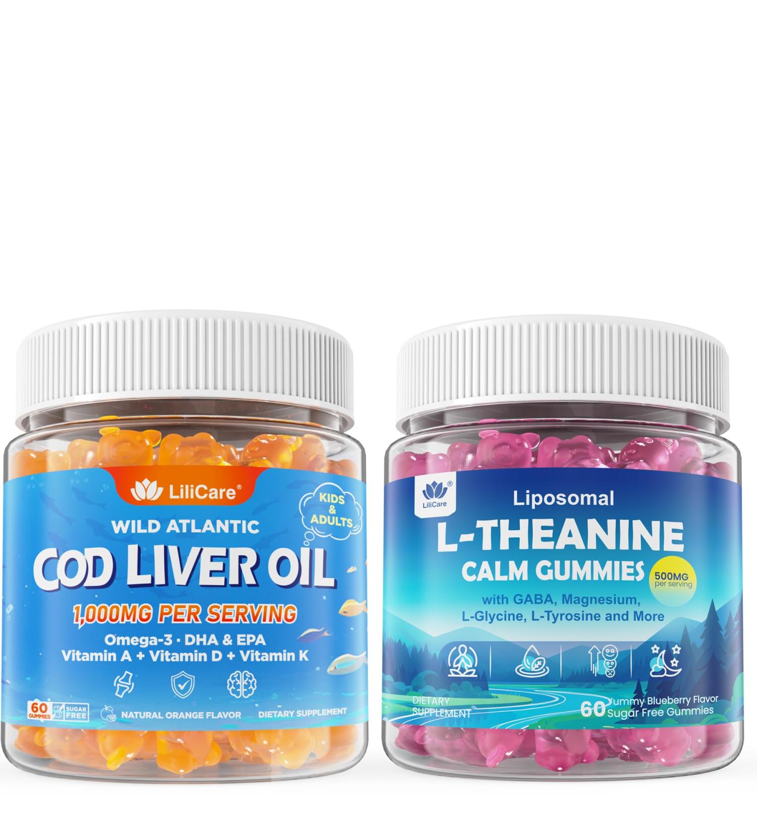 LILICARE Cod Liver Oil Gummies & Liposomal L Theanine 500mg Gummies - Buy Online on GoSupps.com