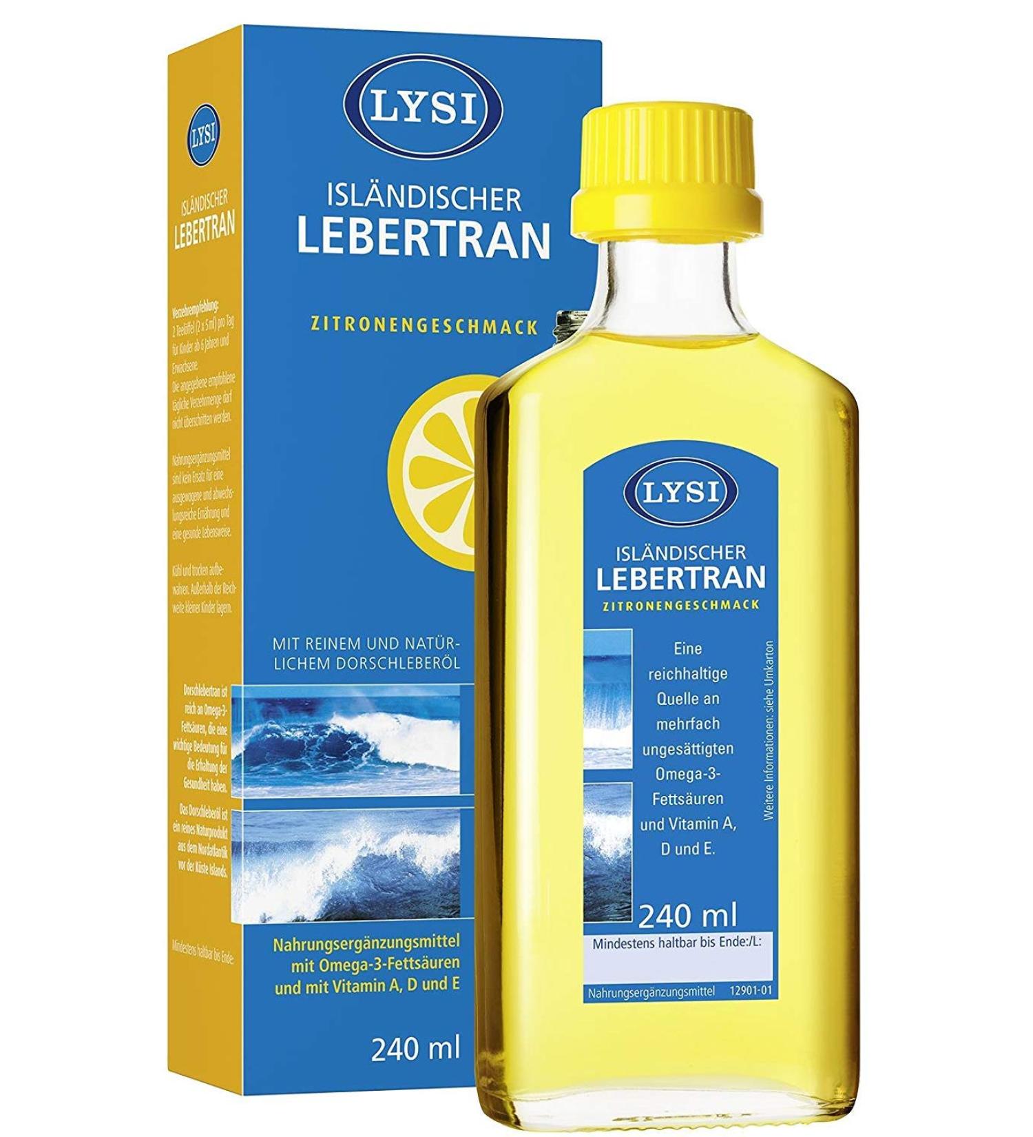 Lysi Icelandic Liver Oil with Vitamins A D E - Lemon Flavor 240ml | Premium Quality for Immune Support - Buy Online on GoSupps.com