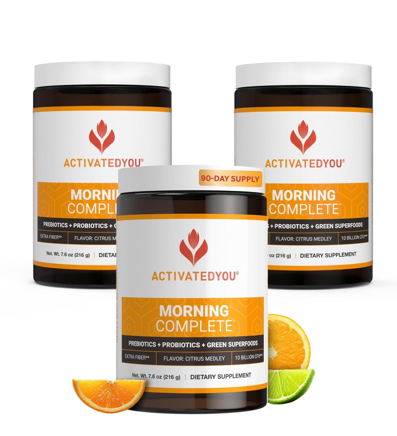 ACTIVATEDYOU Morning Complete Daily Wellness Greens Superfood Drink Mix for Gut Health w/Prebiotics Probiotics Antioxidants Green Superfoods 10 Billion CFUs (3 Pack Citrus Medley) Citrus 8 Ounce (Pack of 3) - Buy Online on GoSupps.com