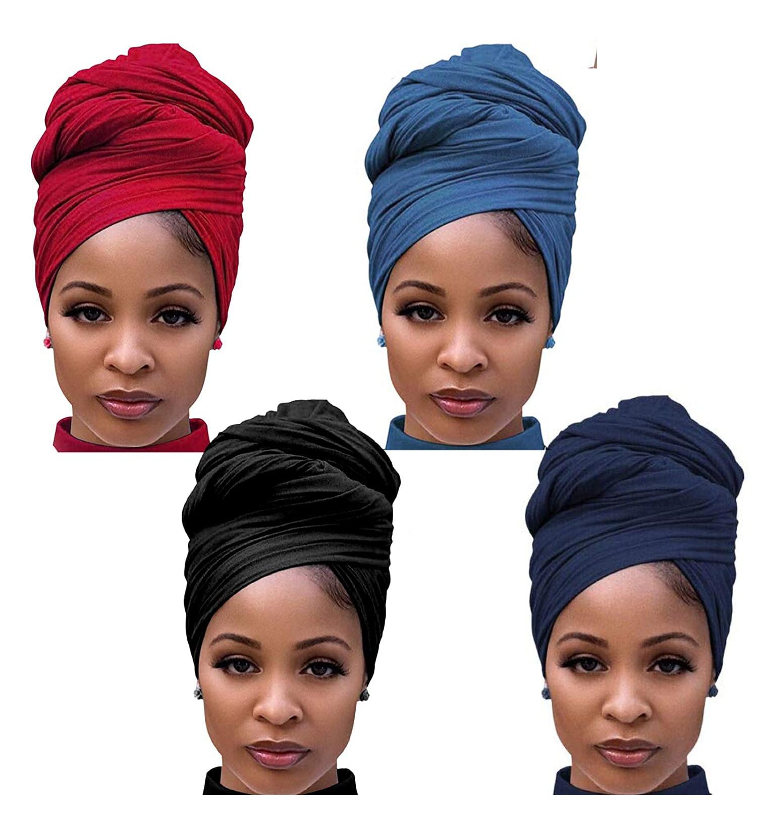 Youme Stretch Jersey Turban Head Wrap for Women - Soft, Breathable Scarf in Black, Navy Blue, Red - Buy Online on GoSupps.com