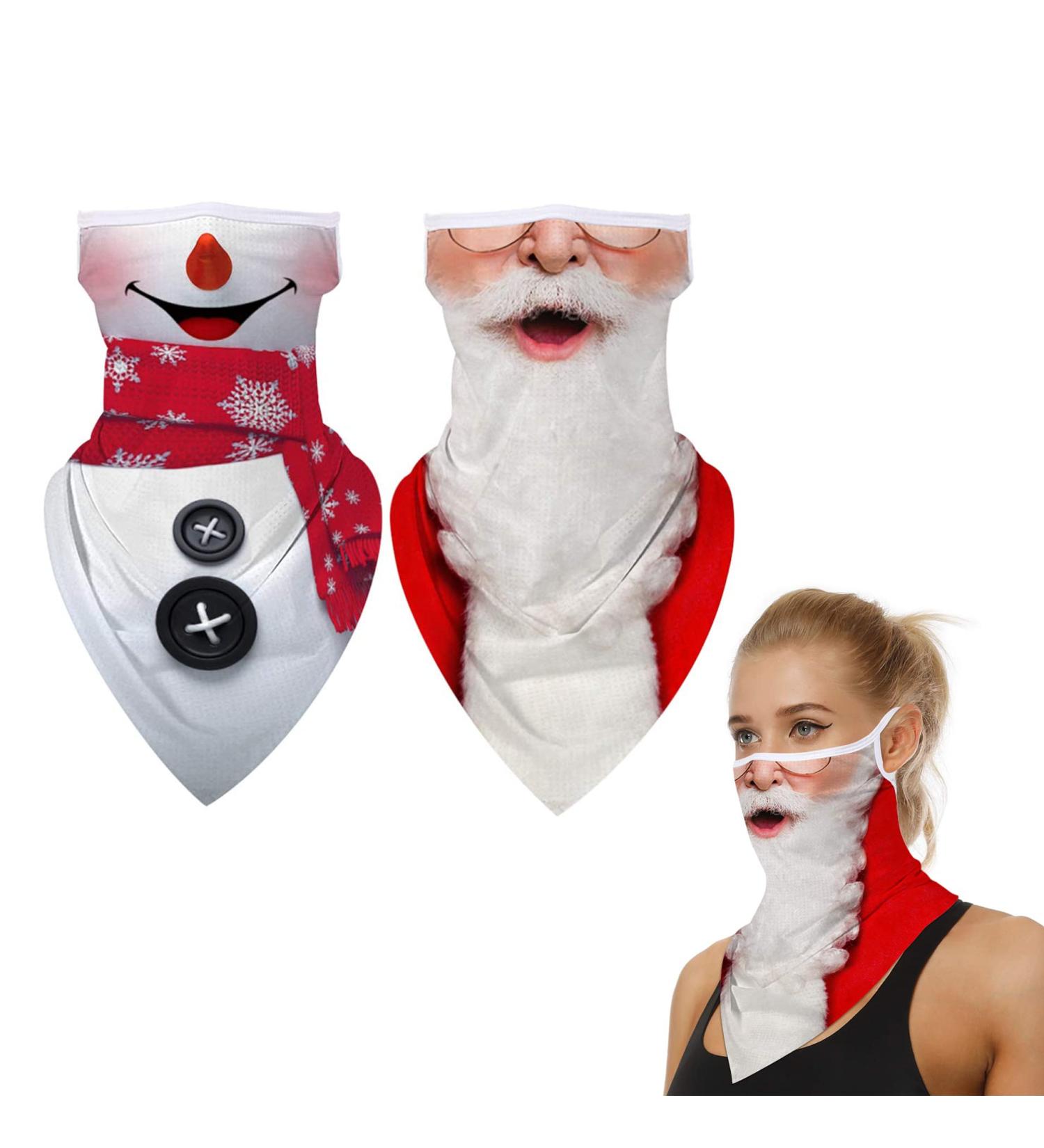 Zzlbzn Christmas Face Masks for Adults - Reusable Santa Claus Bandana | 2-Pack Seamless Holiday Masks with Ear Loops - Buy Online on GoSupps.com