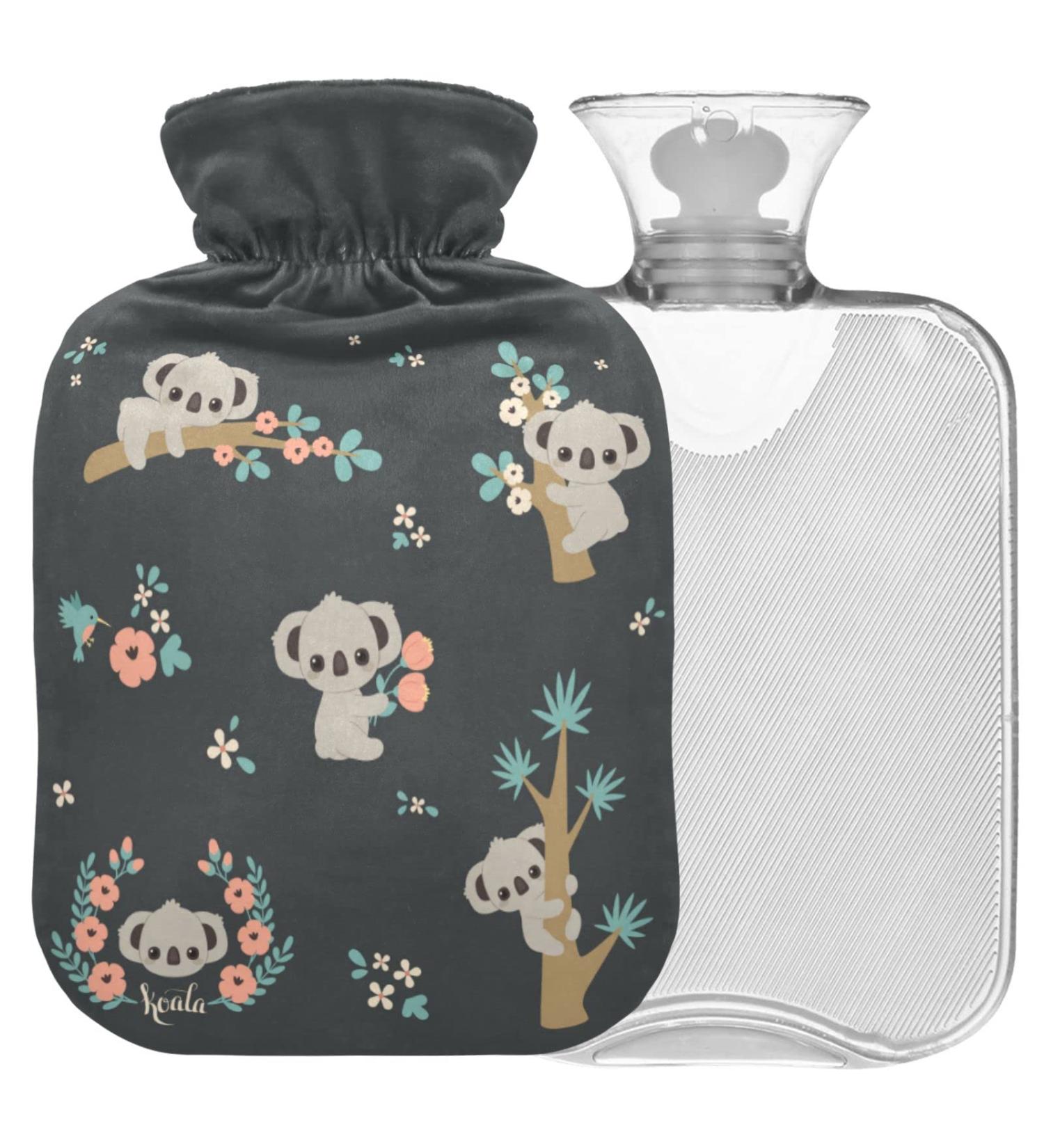 Naanle Floral Koala Hot Water Bottle - 2L Large Transparent Heater for Bed Hand & Feet | Pain Relief & Cold Therapy - Buy Online on GoSupps.com