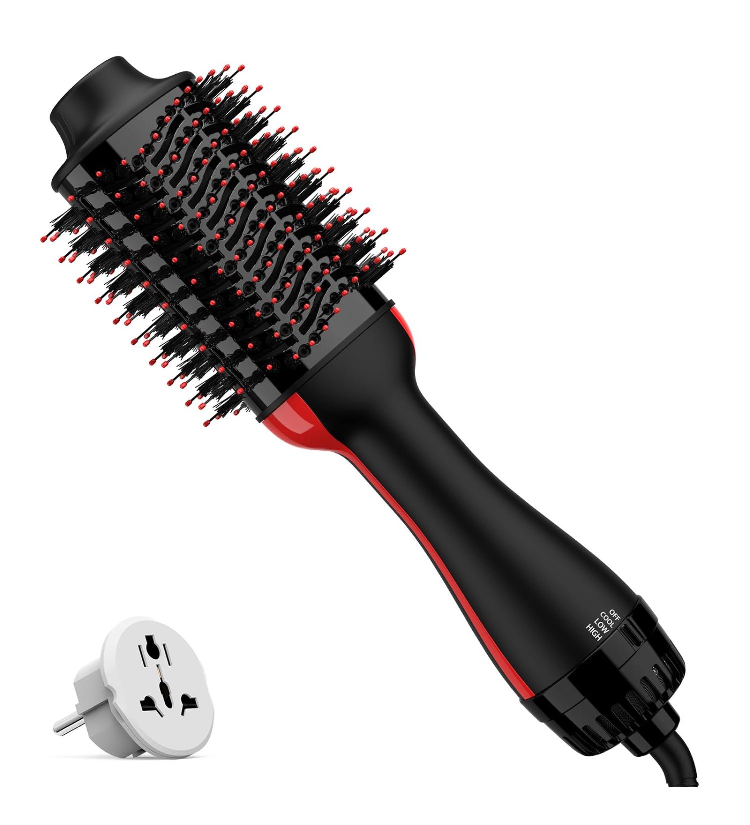Dual Voltage Hair Dryer Brush - Travel-friendly Hot Air Brush & Styler with European Plug Anti-frizz Technology 110V-240V Volumizer - Buy Online on GoSupps.com