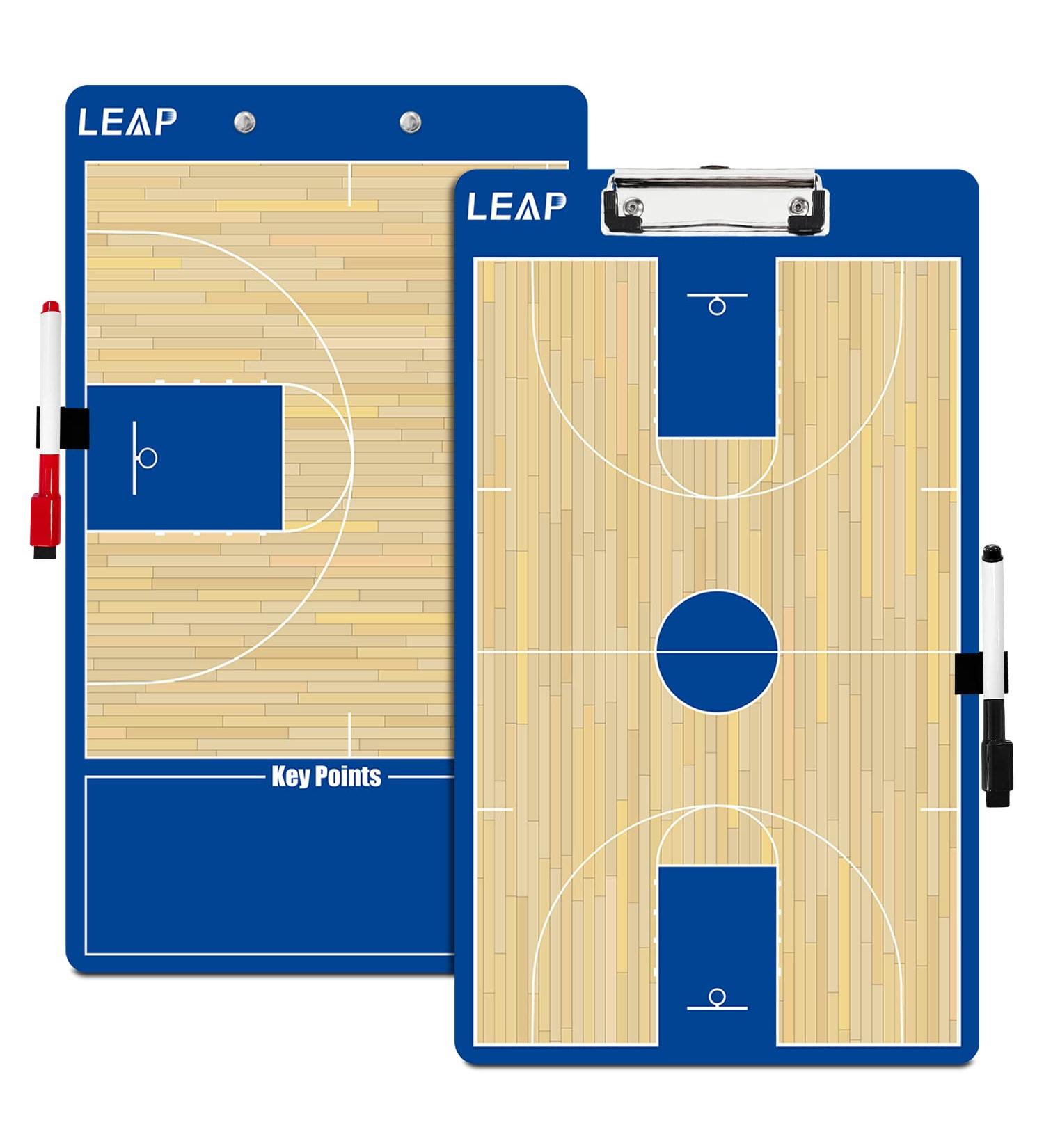 LEAP Coach Board Clipboard Premium Tactical Double-Sided Coach Marker Board with Full & Half Court Dry Erase Marker Board for Basketball Baseball Football Soccer Hockey Lacrosse & Volleyball Coahces Basketball Clipboard - Buy Online on GoSupps.com