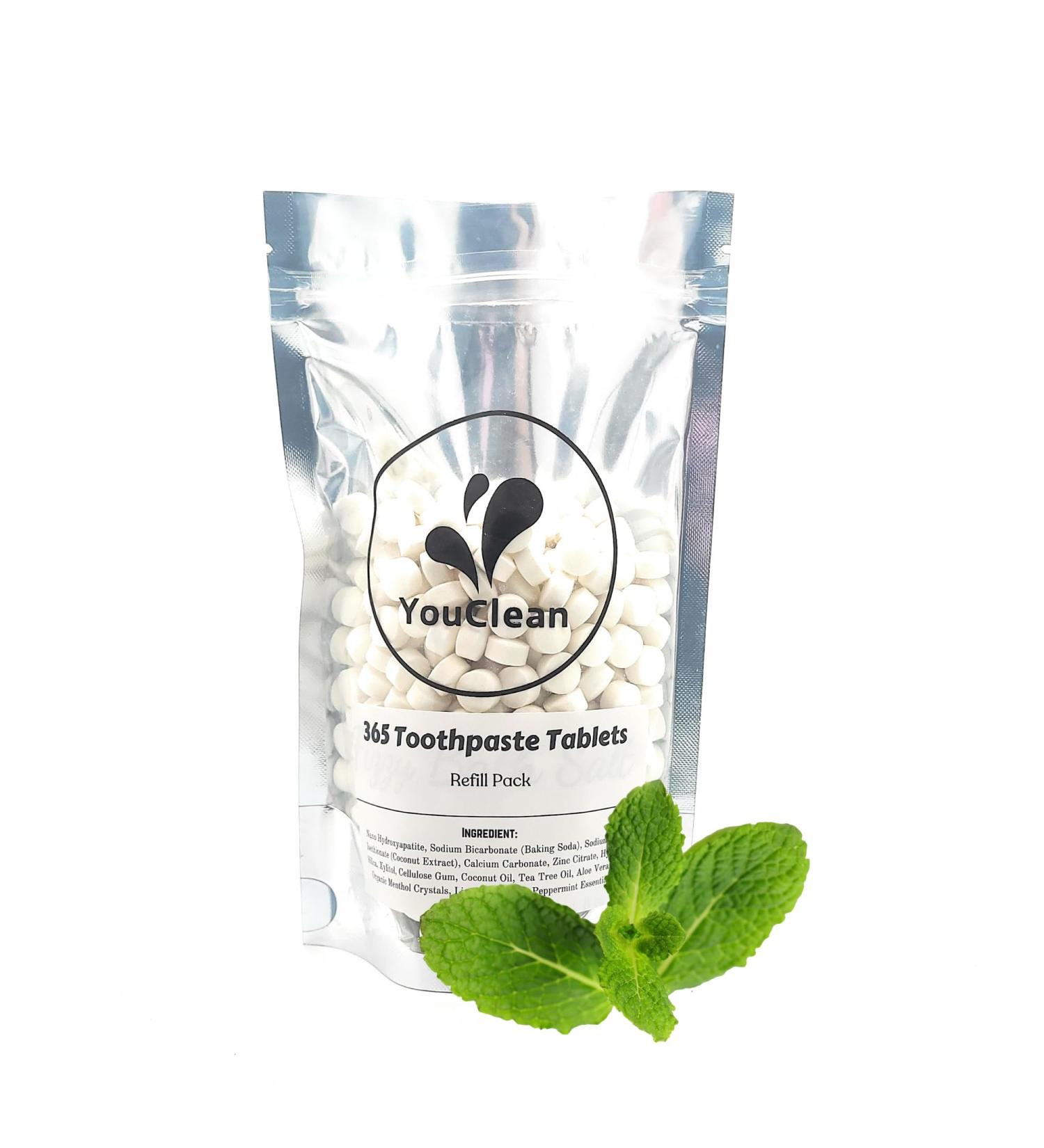 Natural Whitening Toothpaste Tablets - 365 Refill Pack with Nano Hydroxyapatite - Fluoride Free Travel-Friendly Daily Use - Buy Online on GoSupps.com