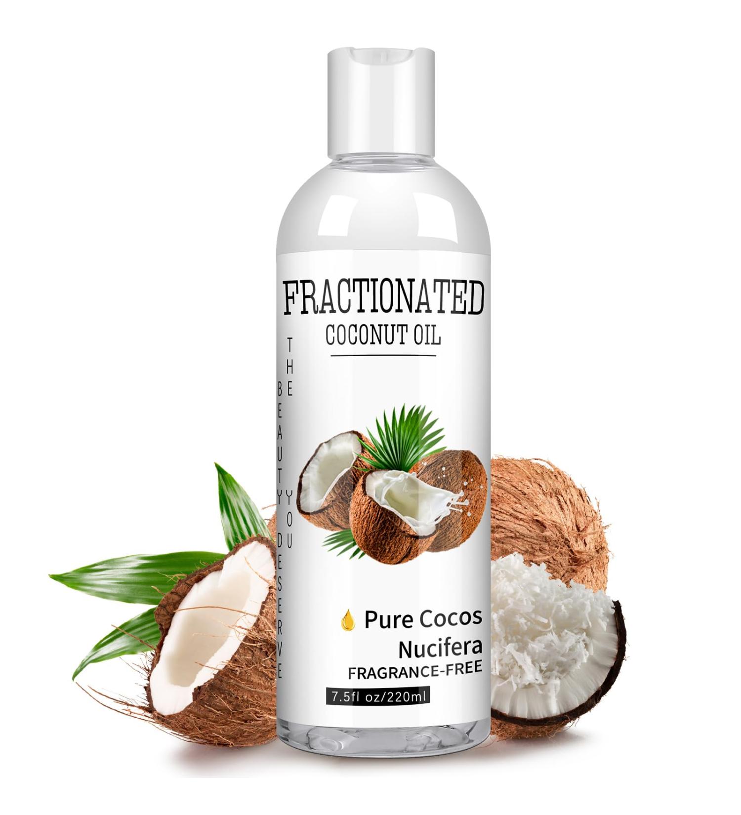 Fractionated Coconut Oil for Skin & Hair - 100% Pure Cocos Nucifera Vegan Massage Oil & DIY Carrier Oil - 7.5 fl oz - Buy Online on GoSupps.com