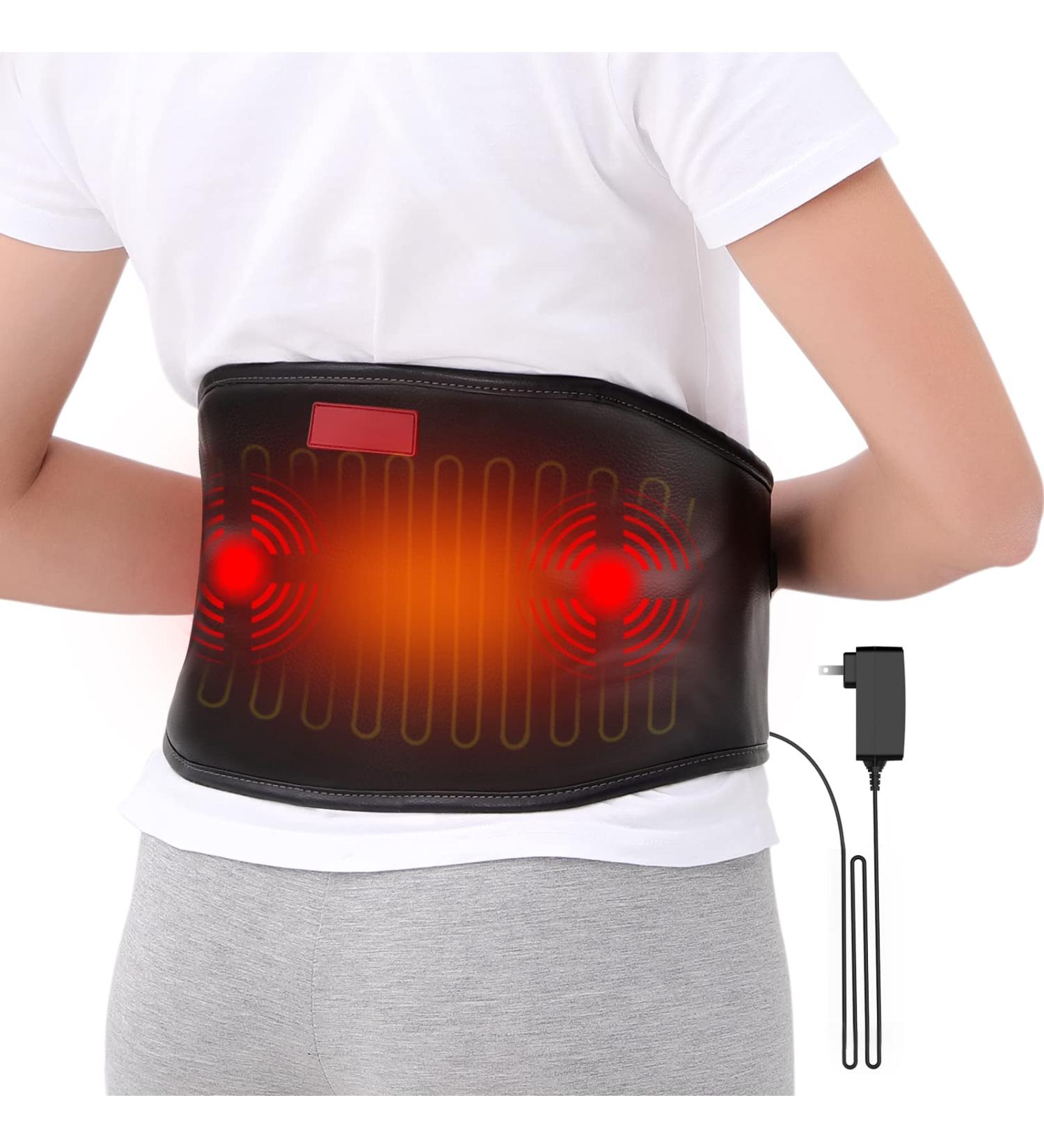 Heating Pad with Massager - Back Pain Relief Strap - 55 Long - 3 Heat Settings - 9 Vibration Modes - Auto-Off - for Low Back, Abdominal, Waist - 8 x 40 Inch - Buy Online on GoSupps.com