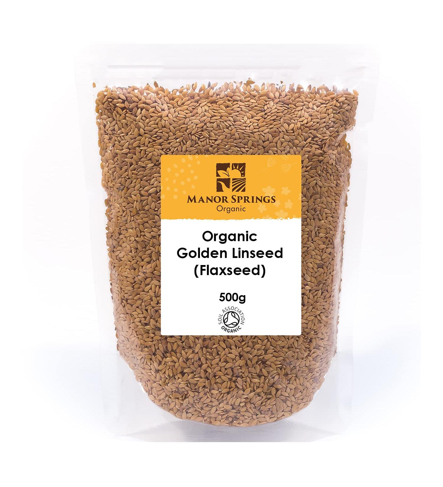 Organic Golden Linseed (Flaxseed) 500g by Manor Springs Organic - Buy Online on GoSupps.com