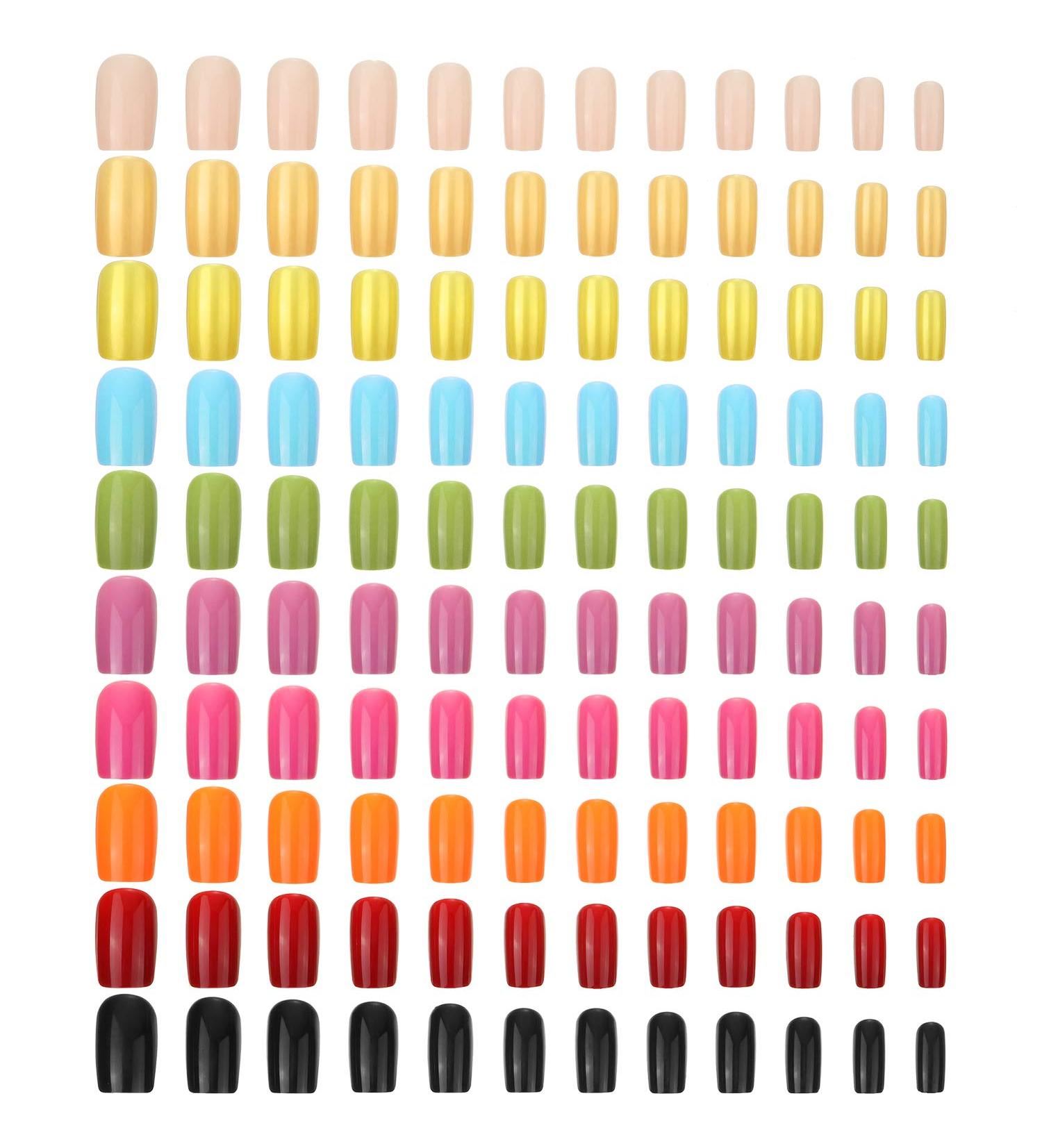 240pc Bright Pattern Square Press on Nails - Medium False Nail Kit for Art Salon DIY - Buy Online on GoSupps.com