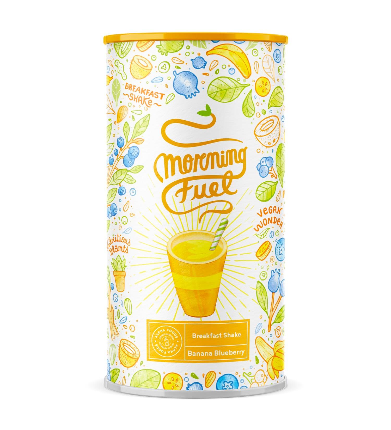 Alpha Foods Morning Fuel Breakfast Shake - Blueberry Banana - Filling & Healthy in the Morning - Meal Replacement for Women & Men - Blueberry Banan - 600g - Buy Online on GoSupps.com