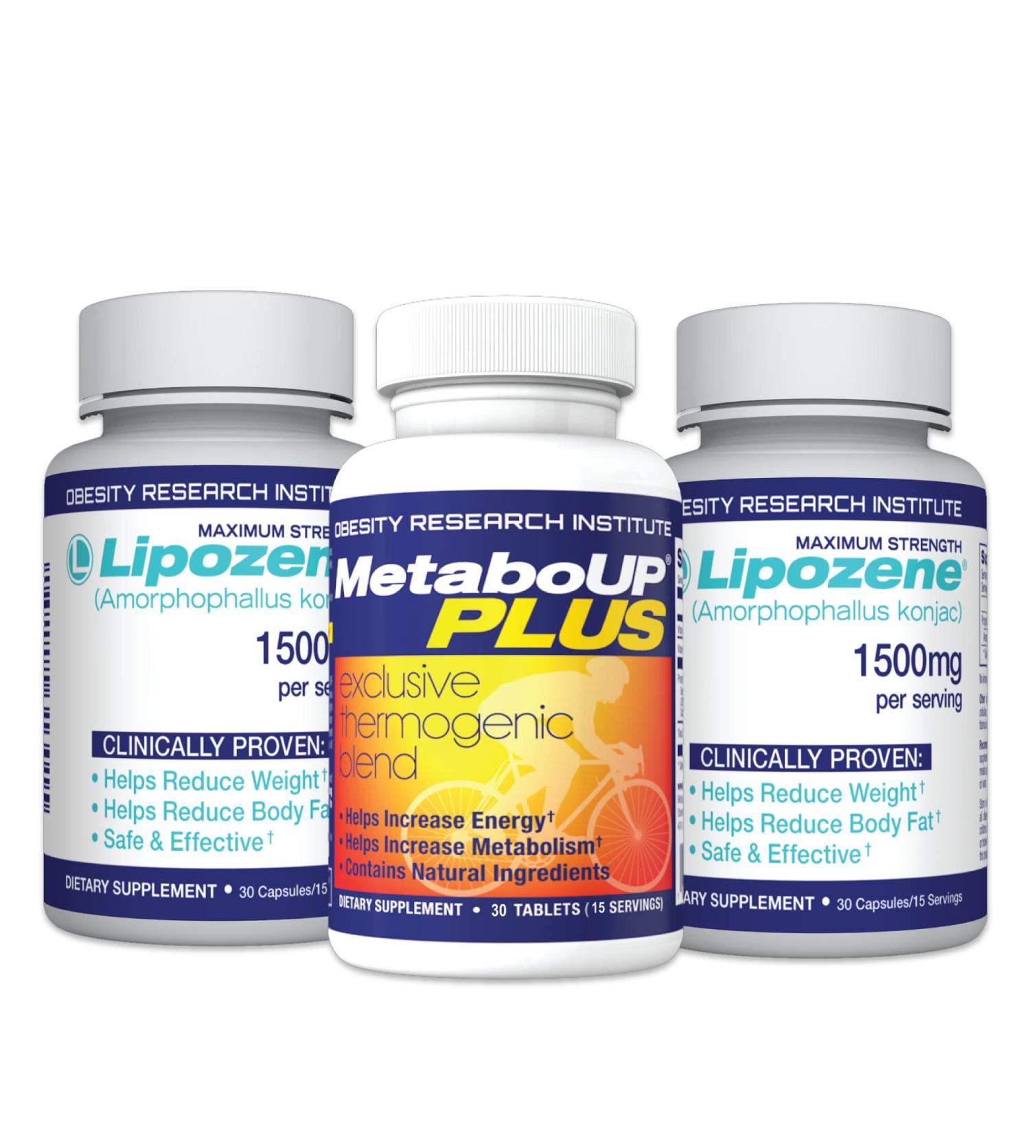 Lipozene Weight Loss Pills - 2 Bottles 30 Capsules + MetaboUp Plus 30 Count Bottle - Buy Online on GoSupps.com