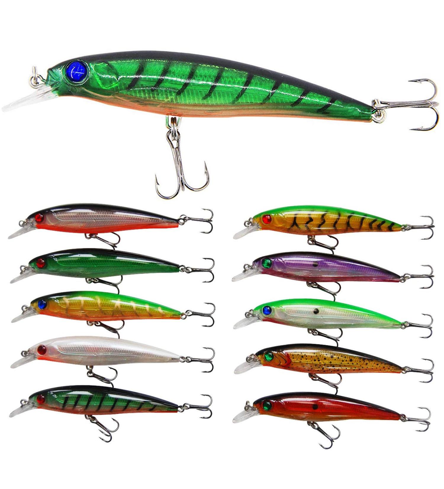 Saltwater Fishing Lures Set - 3D Eyes Minnow Crankbaits for Bass Trout Walleye - Buy Online on GoSupps.com