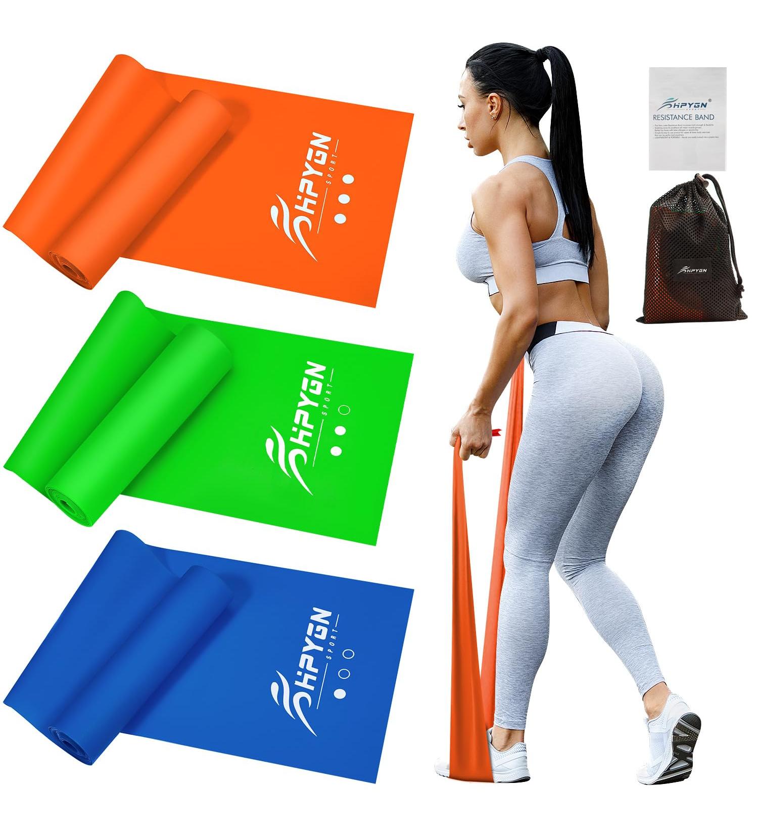 Non-Latex Resistance Bands Set - 1.5m Orange/Green/Blue - For Physical Therapy, Strength Training, Yoga, Pilates - Home Workout Bands with Different Strengths - Buy Online on GoSupps.com