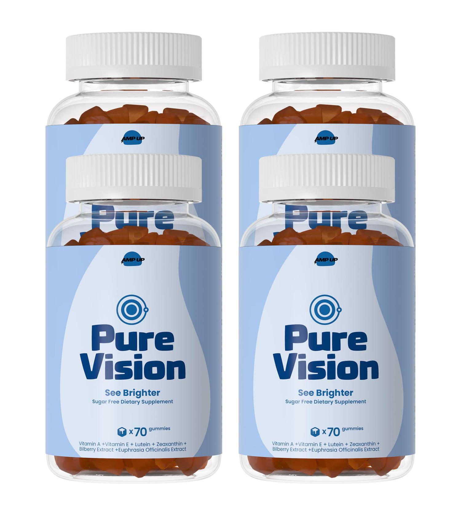 Pure Vision Sugar Free Eye Health Gummies Lutein Zeaxanthin Bilberry & Vitamin A + E Allulose Sweetened Blueberry Flavor 70 Gummies (4) - Buy Online on GoSupps.com