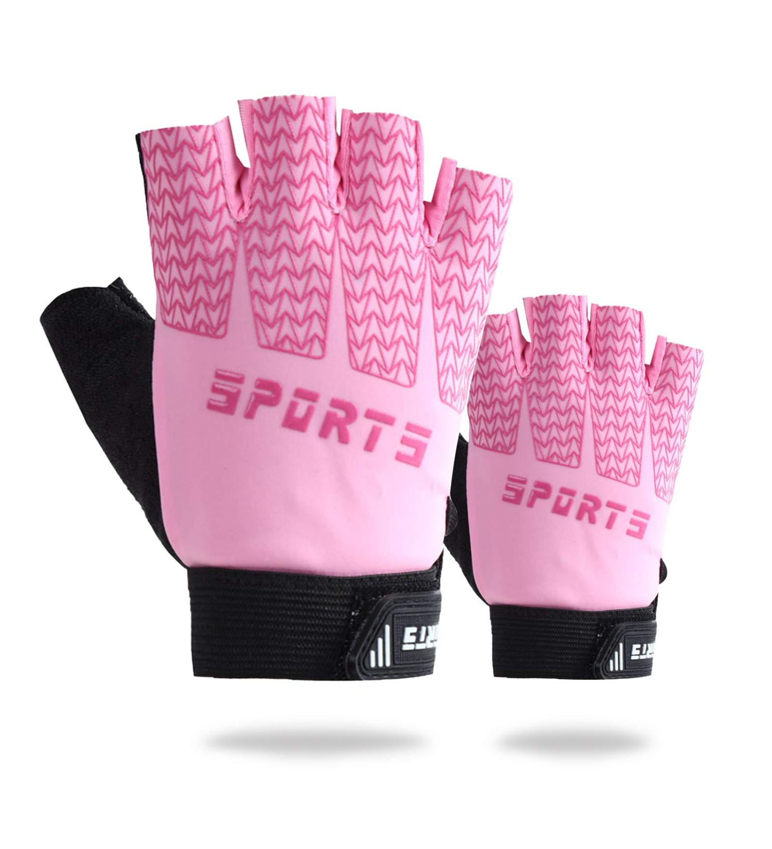 Keleily Children s Bicycle Gloves | Fingerless Sports Gloves for Boys & Girls | Outdoor Fitness Gear in Pink - Buy Online on GoSupps.com